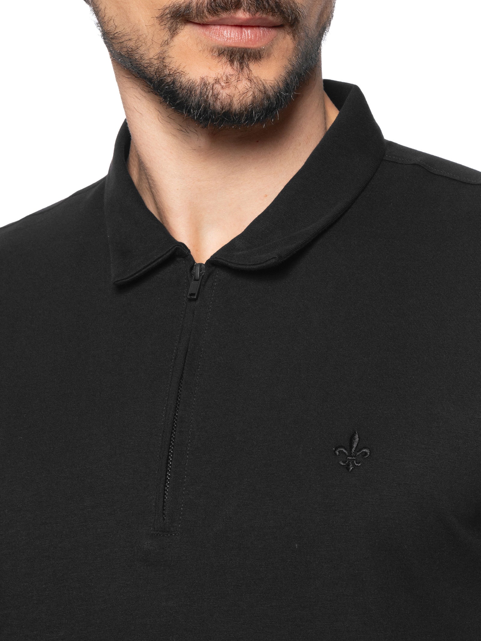Polo Masculina Jersey Peruvian Zip Preto Dudalina