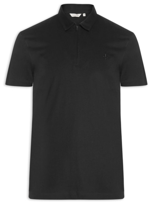 Polo Masculina Jersey Peruvian Zip – Preto