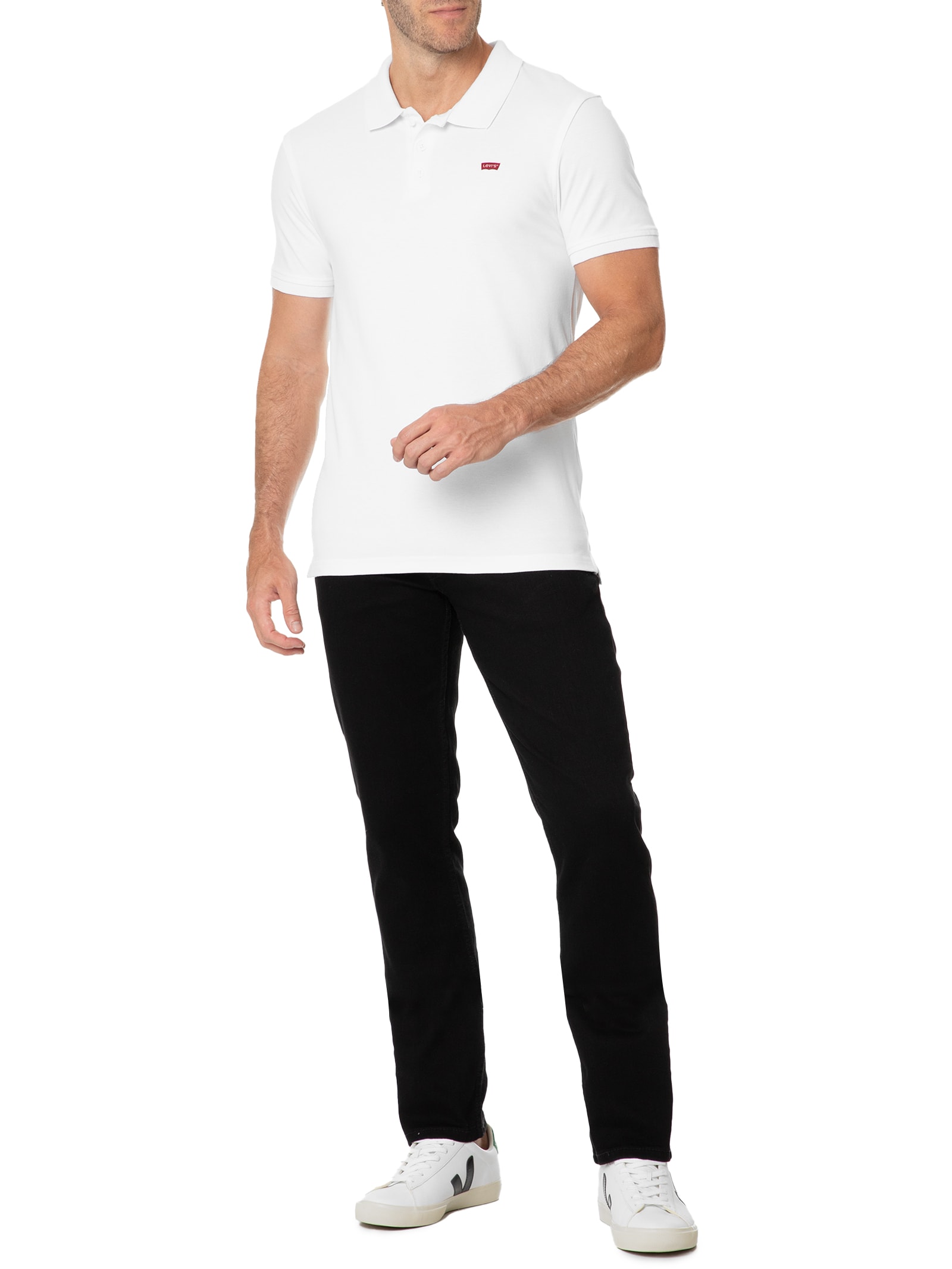 Polo Masculina Levi´s Housemark Classic Fit HM Com Logo  Branco Levi's