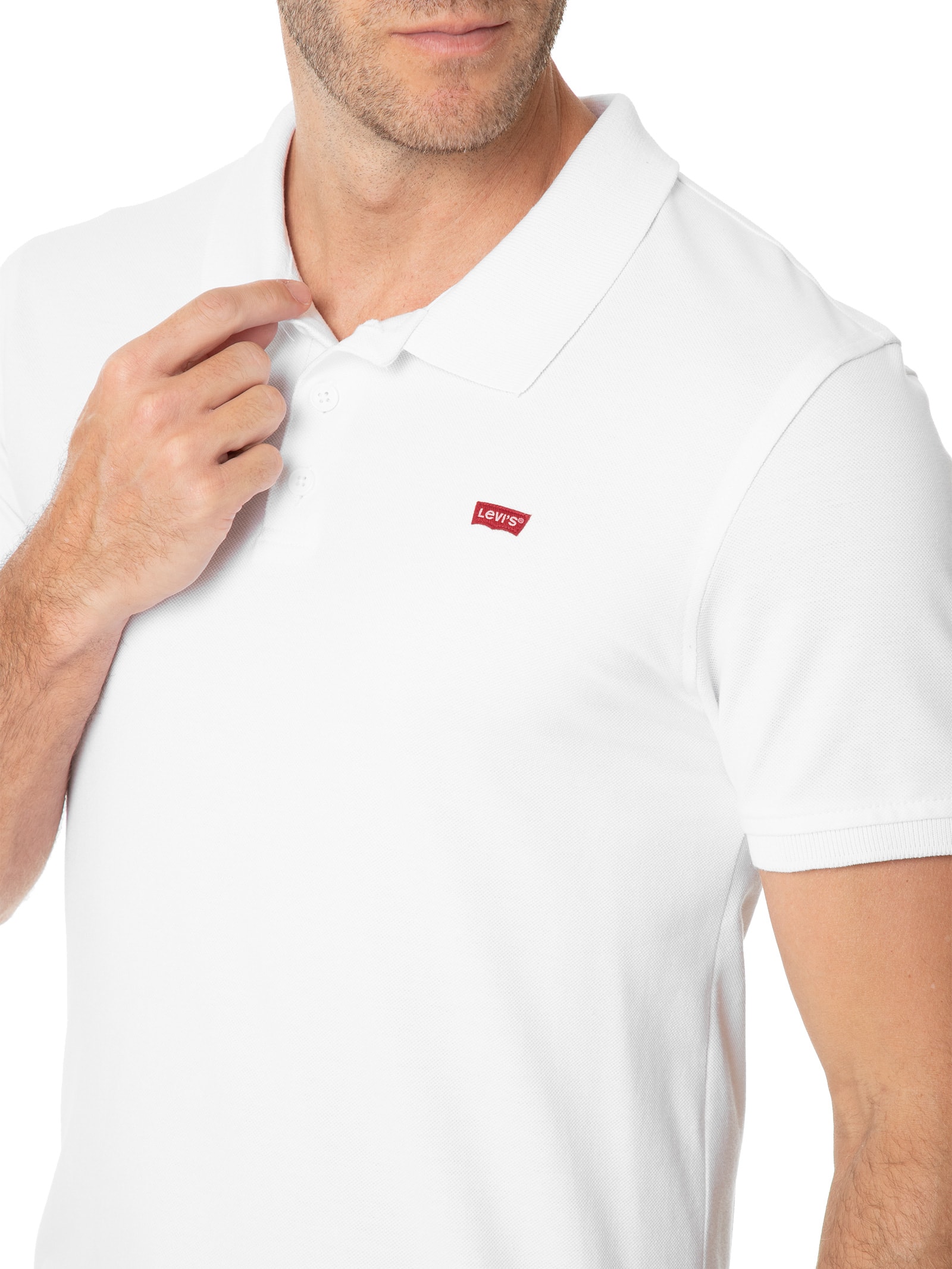 Polo Masculina Levi´s Housemark Classic Fit HM Com Logo  Branco Levi's