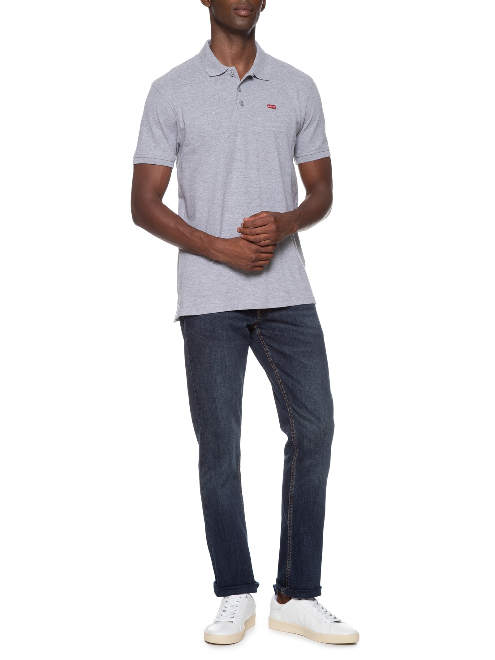 Polo Masculina Levi´s Housemark Classic Fit HM Com Logo  Cinza Levi's