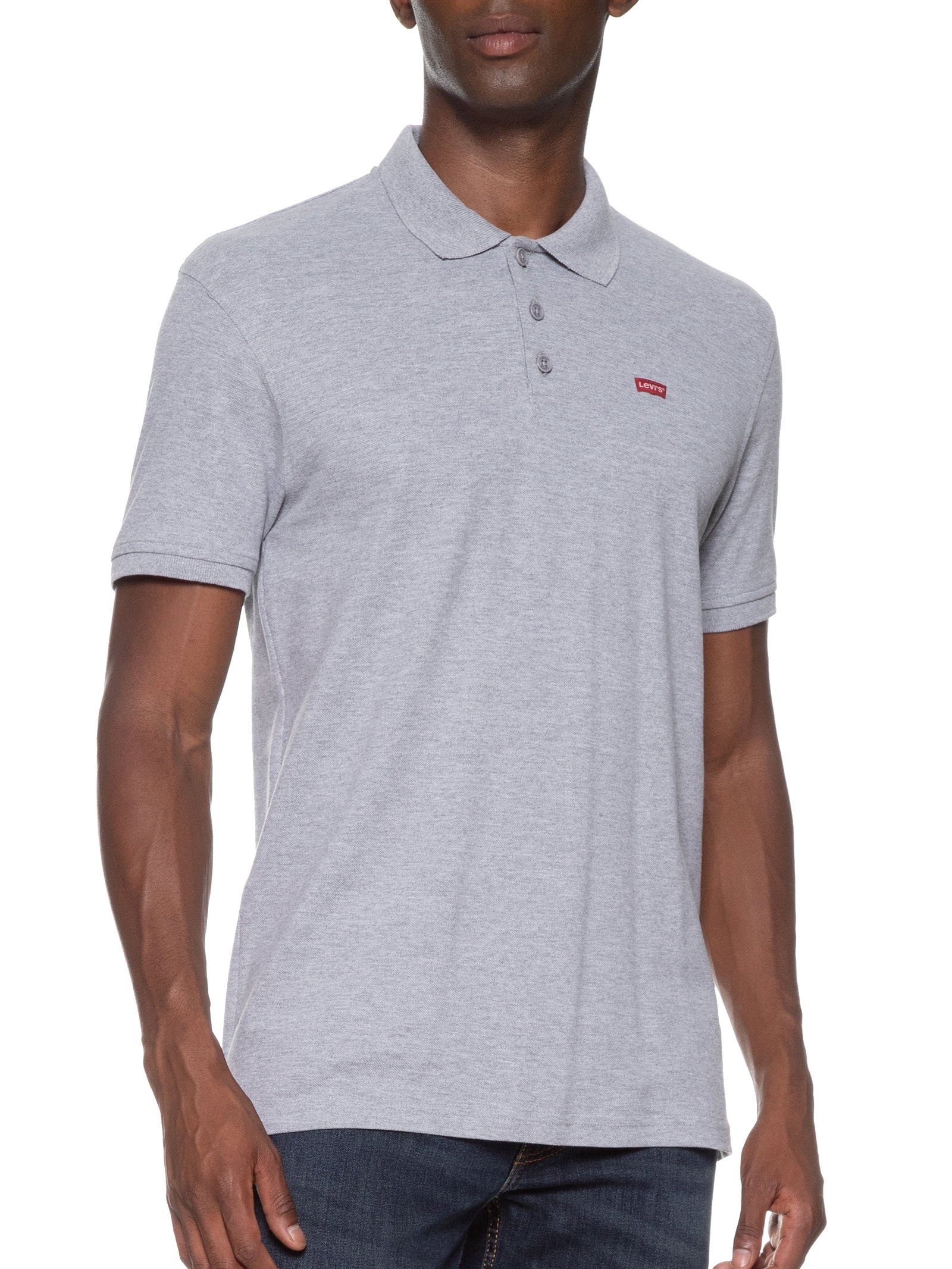 Polo Masculina Levi´s Housemark Classic Fit HM Com Logo  Cinza Levi's