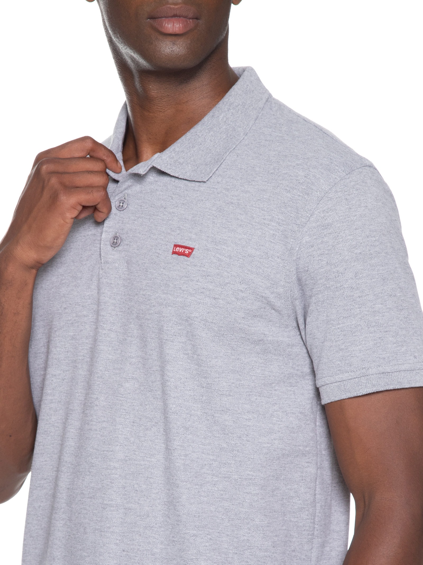 Polo Masculina Levi´s Housemark Classic Fit HM Com Logo  Cinza Levi's