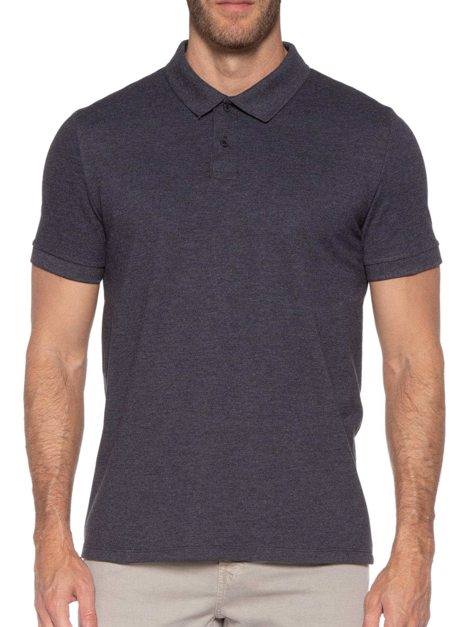 Polo Masculina Lisa Cinza Hering