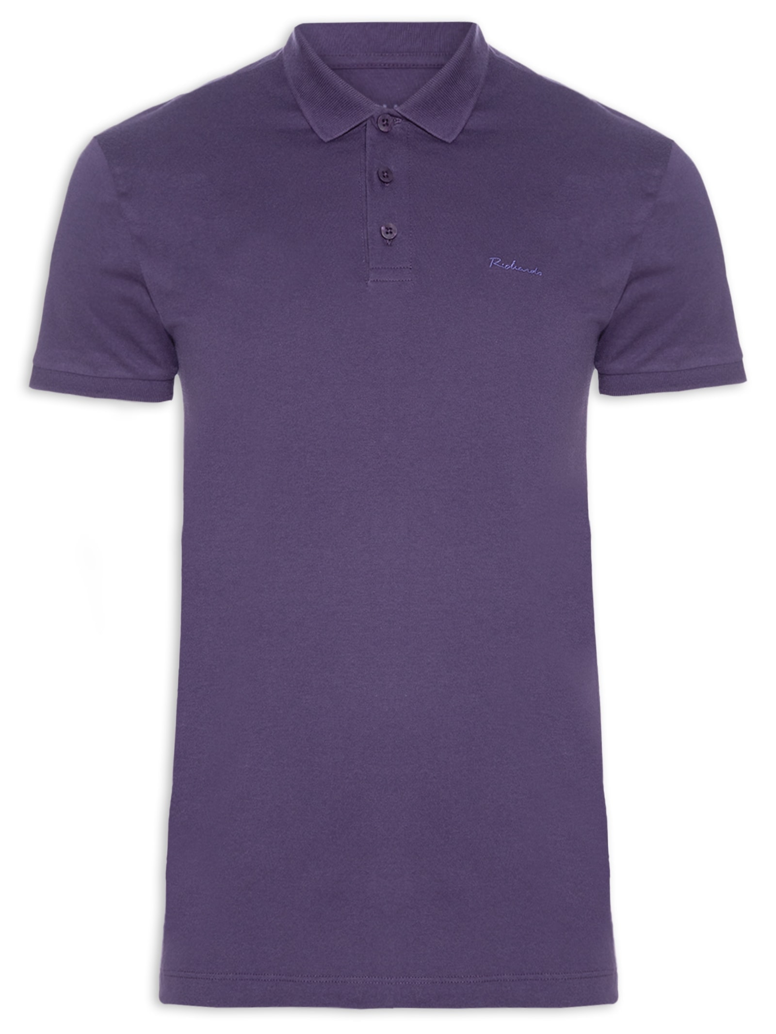 Polo Masculina Lisa Manga Curta Azul Richards