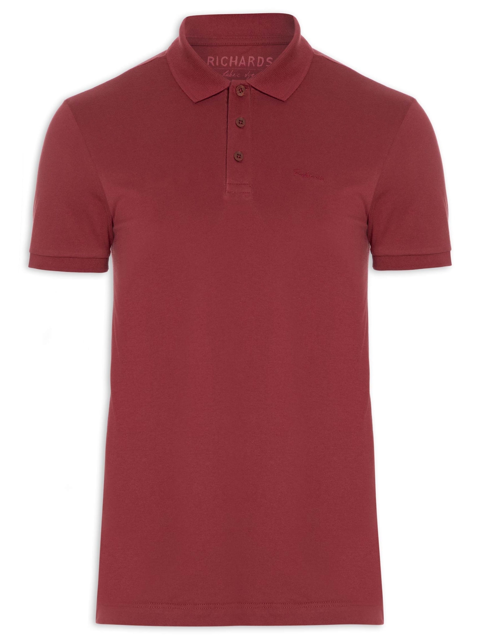 Polo Masculina Lisa Manga Curta Vermelho Richards