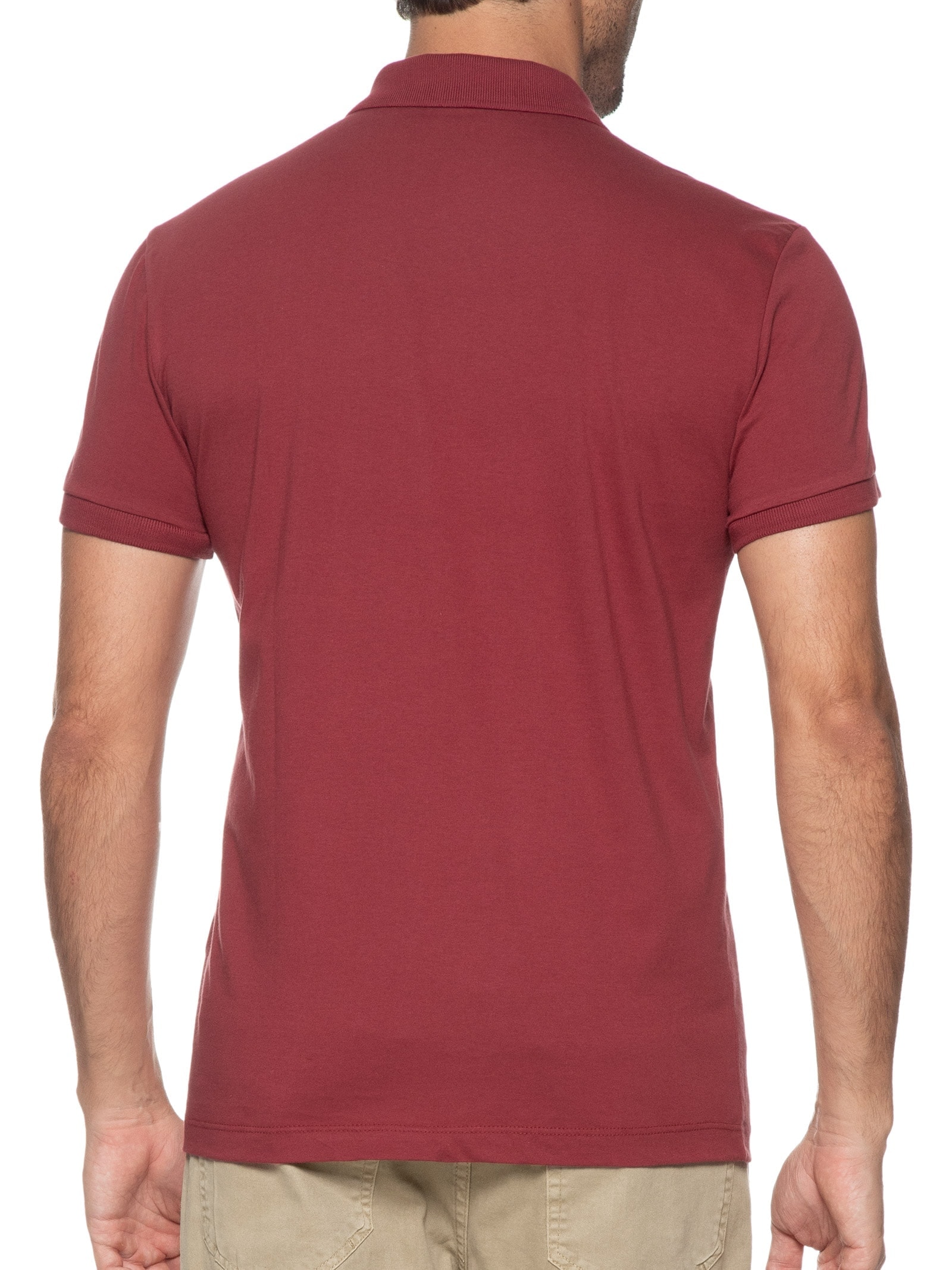 Polo Masculina Lisa Manga Curta Vermelho Richards