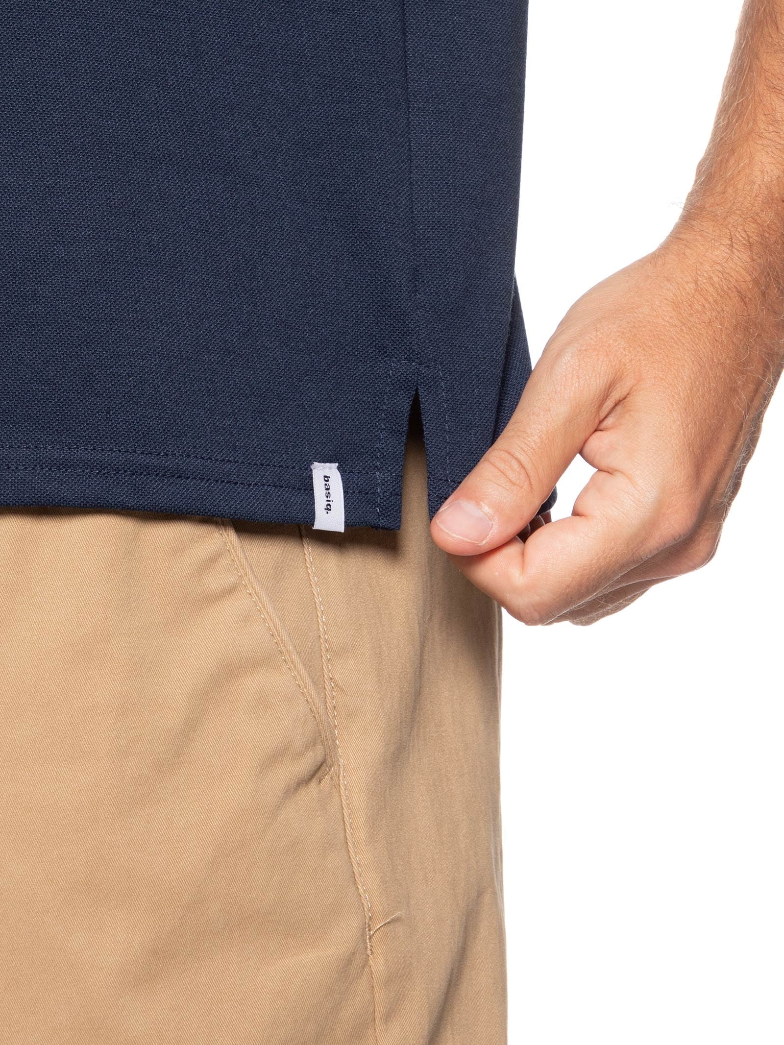 Polo Masculina Lisa Piquet Azul Basiq Men