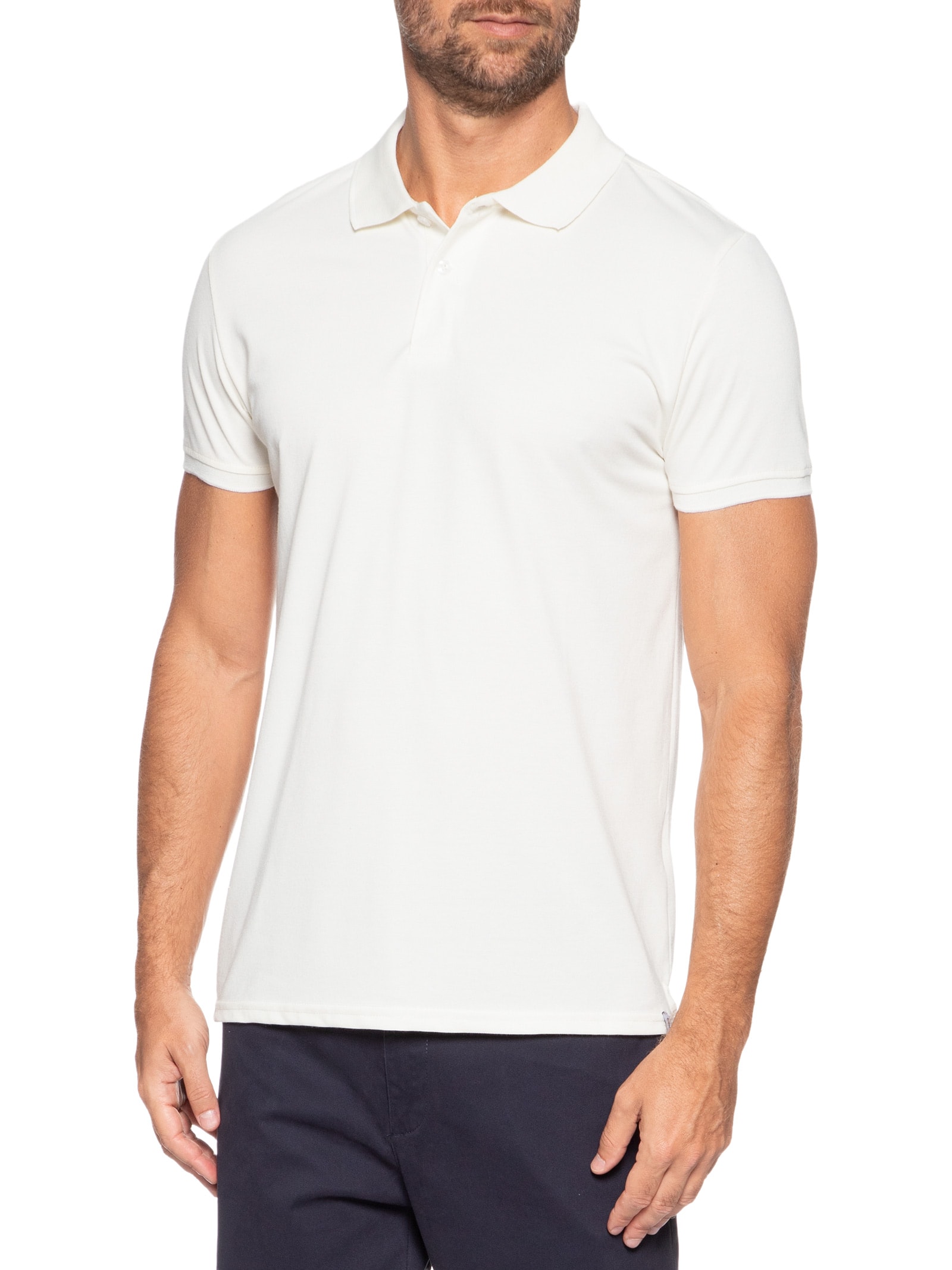 Polo Masculina Lisa Piquet Off White Basiq Men