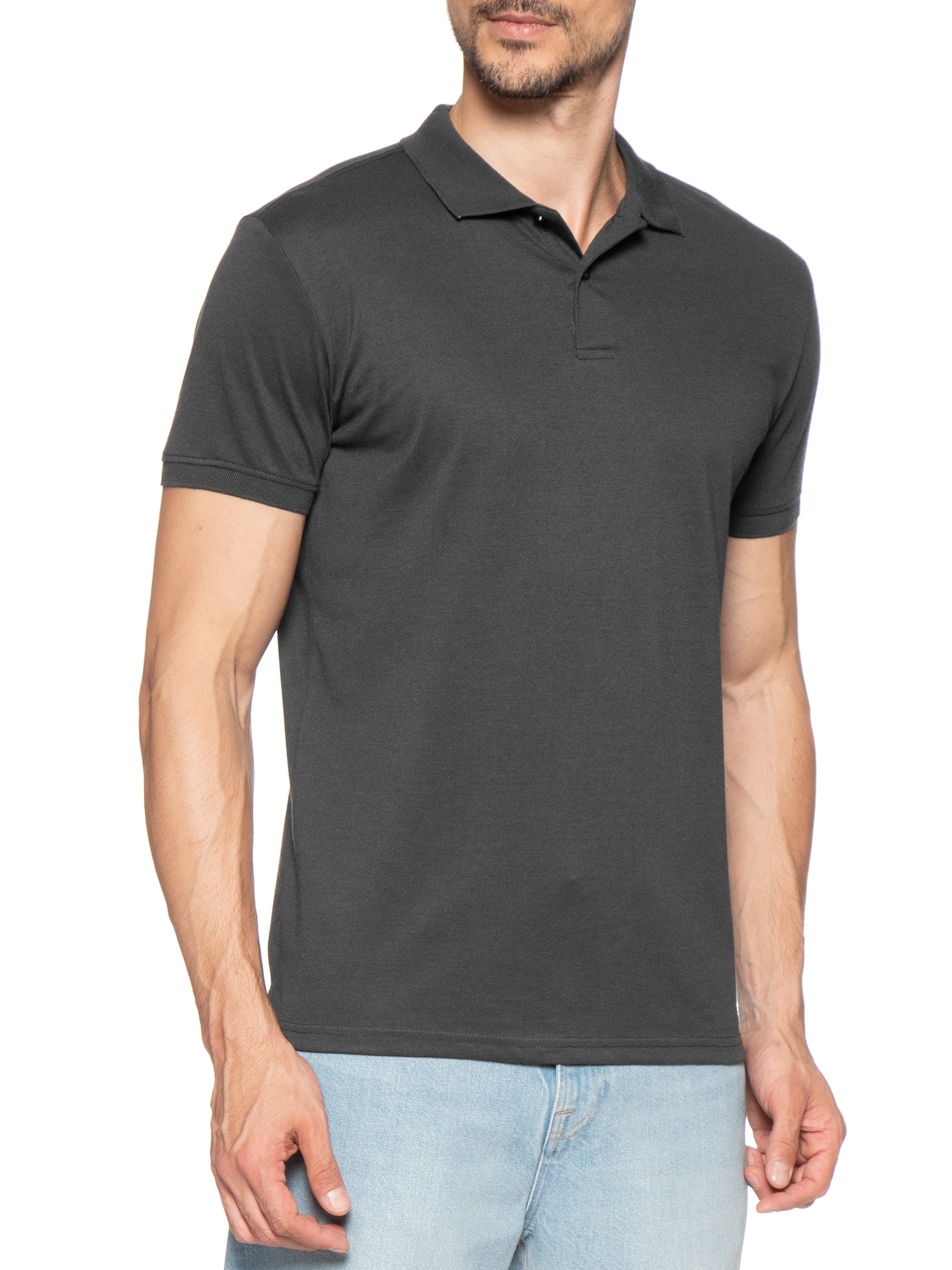 Polo Masculina Lisa Piquet Preto Basiq Men