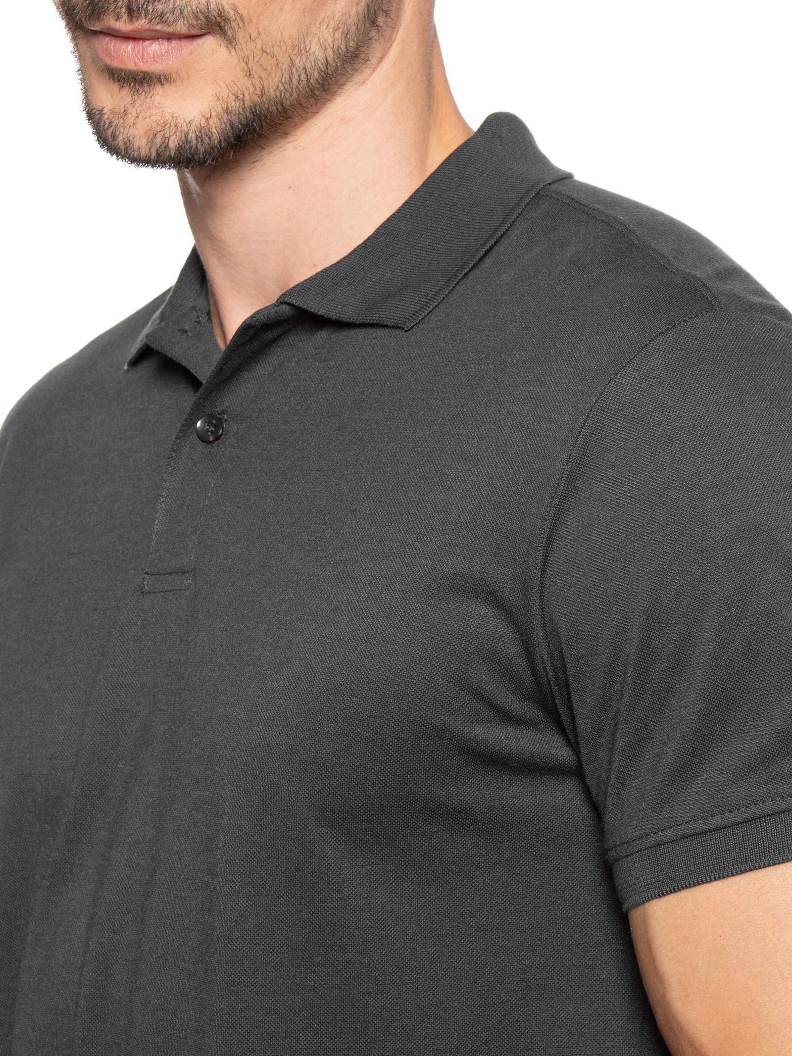 Polo Masculina Lisa Piquet Preto Basiq Men