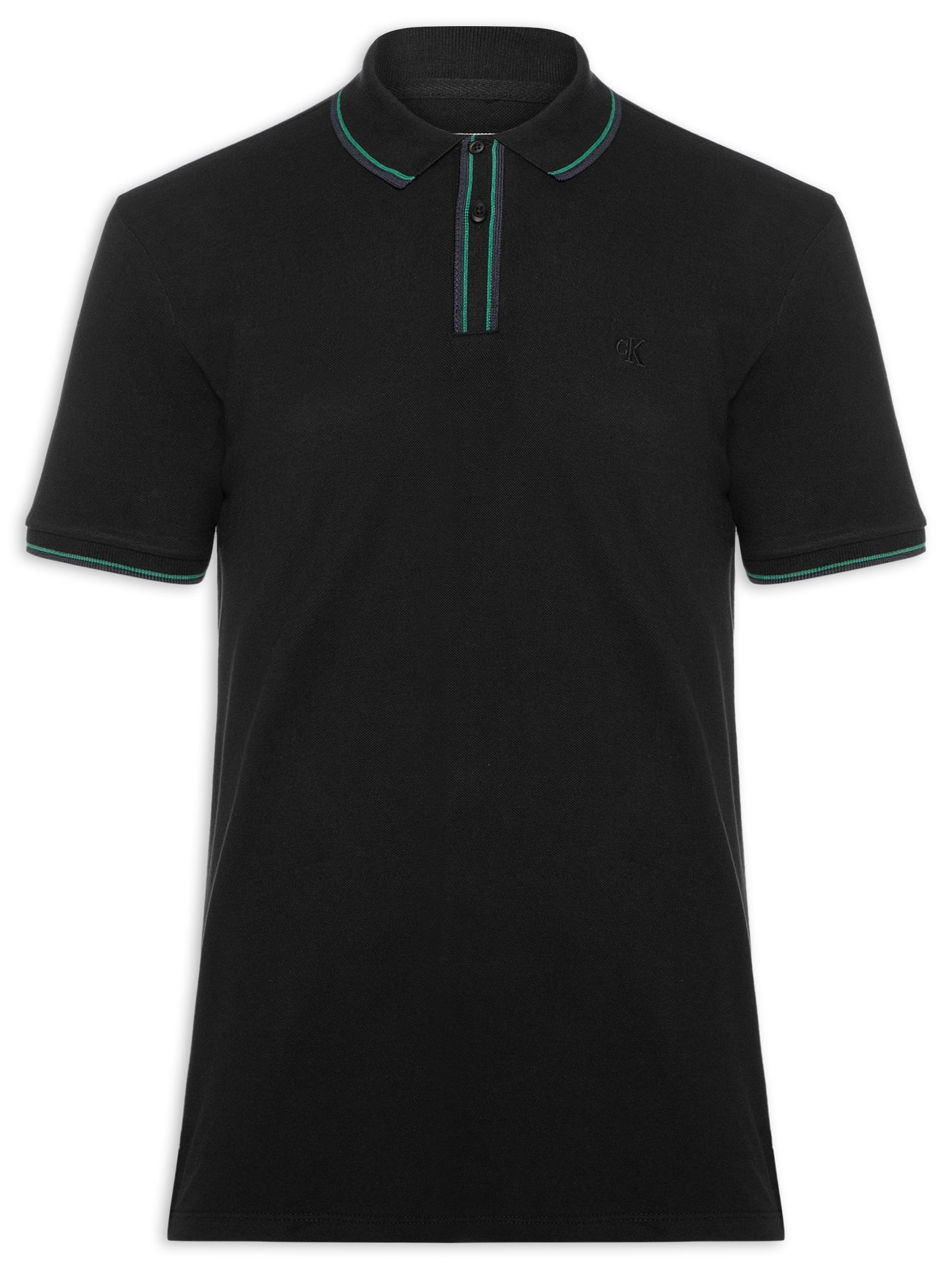 Polo Masculina Listras Peitilho Preto Calvin Klein Jeans