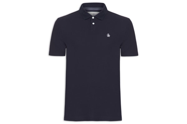 Polo Masculina Logo - Azul