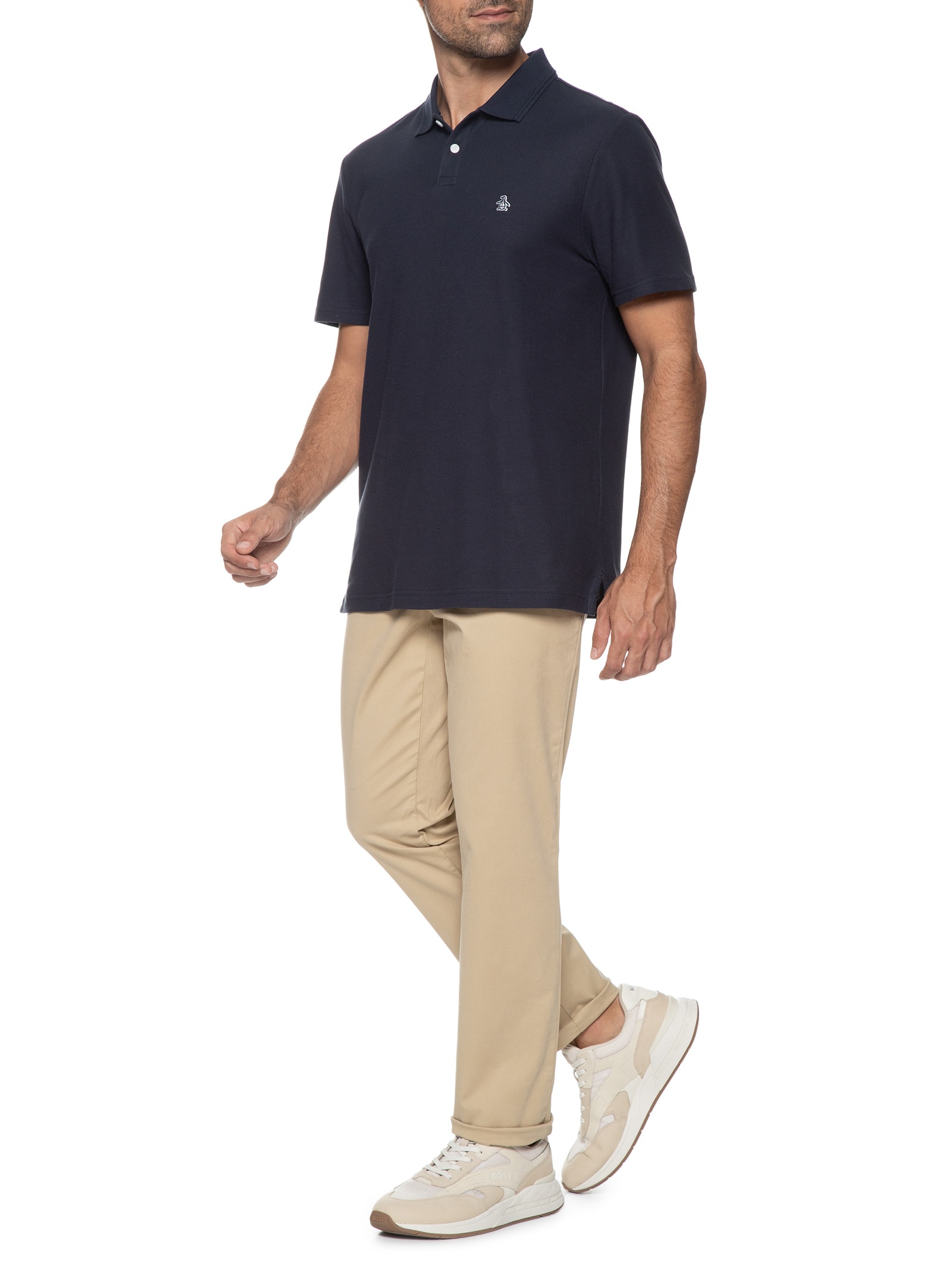 Polo Masculina Logo Azul Original Penguin