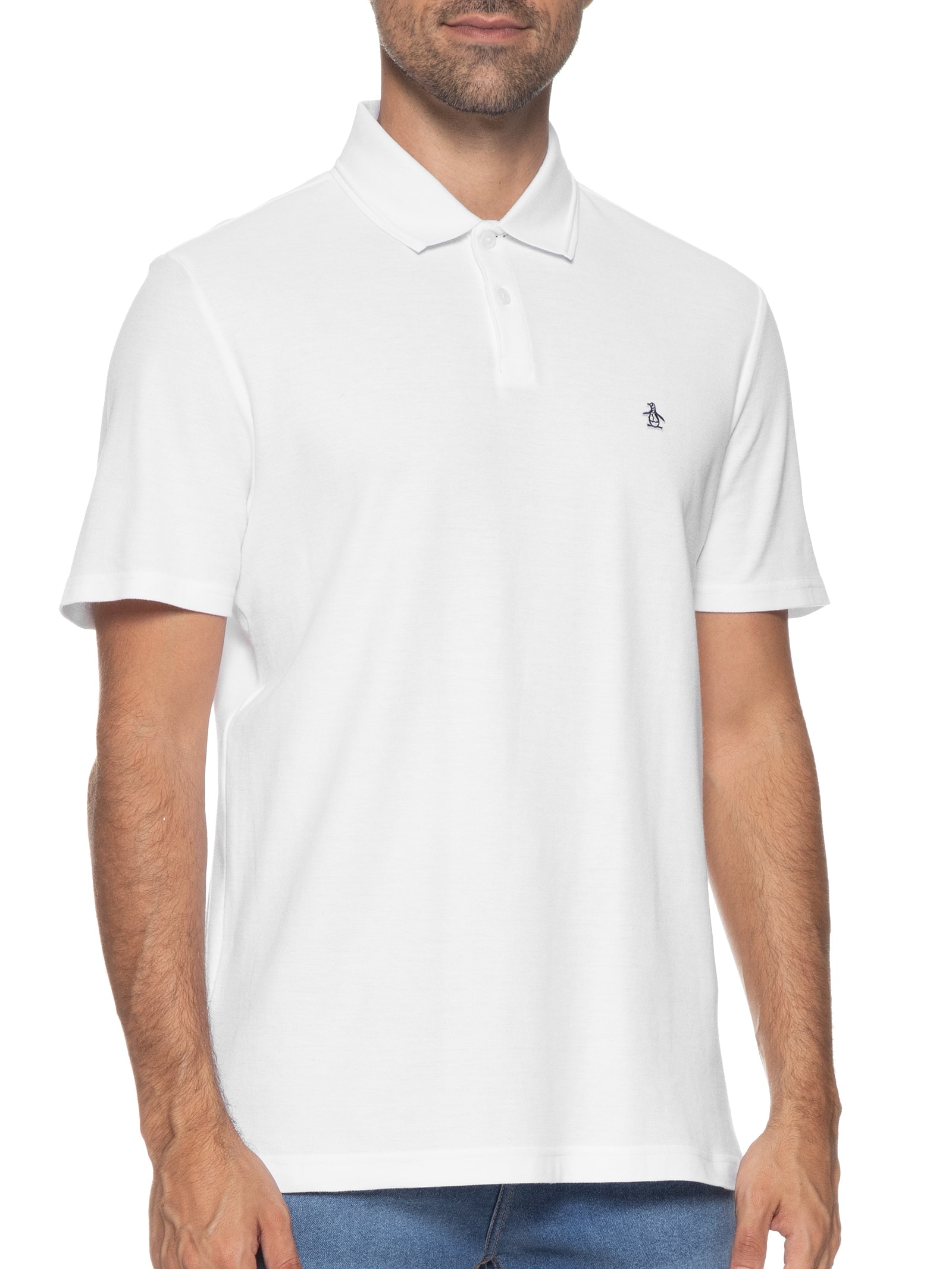 Polo Masculina Logo Branco Original Penguin