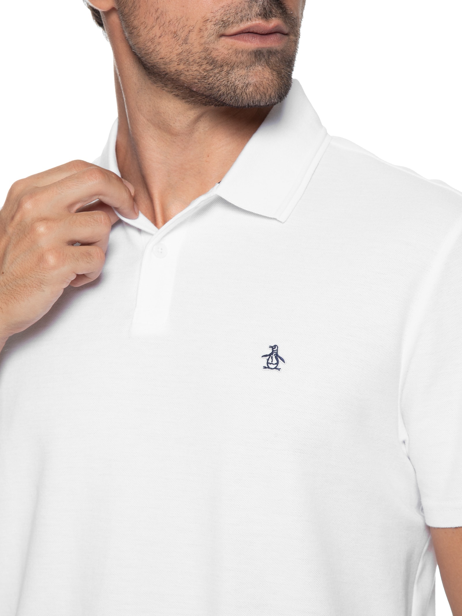 Polo Masculina Logo Branco Original Penguin