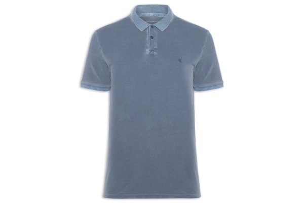 Polo Masculina Logo Monograma Pigmento - Azul
