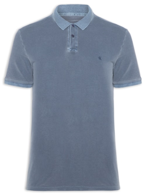 Polo Masculina Logo Monograma Pigmento – Azul