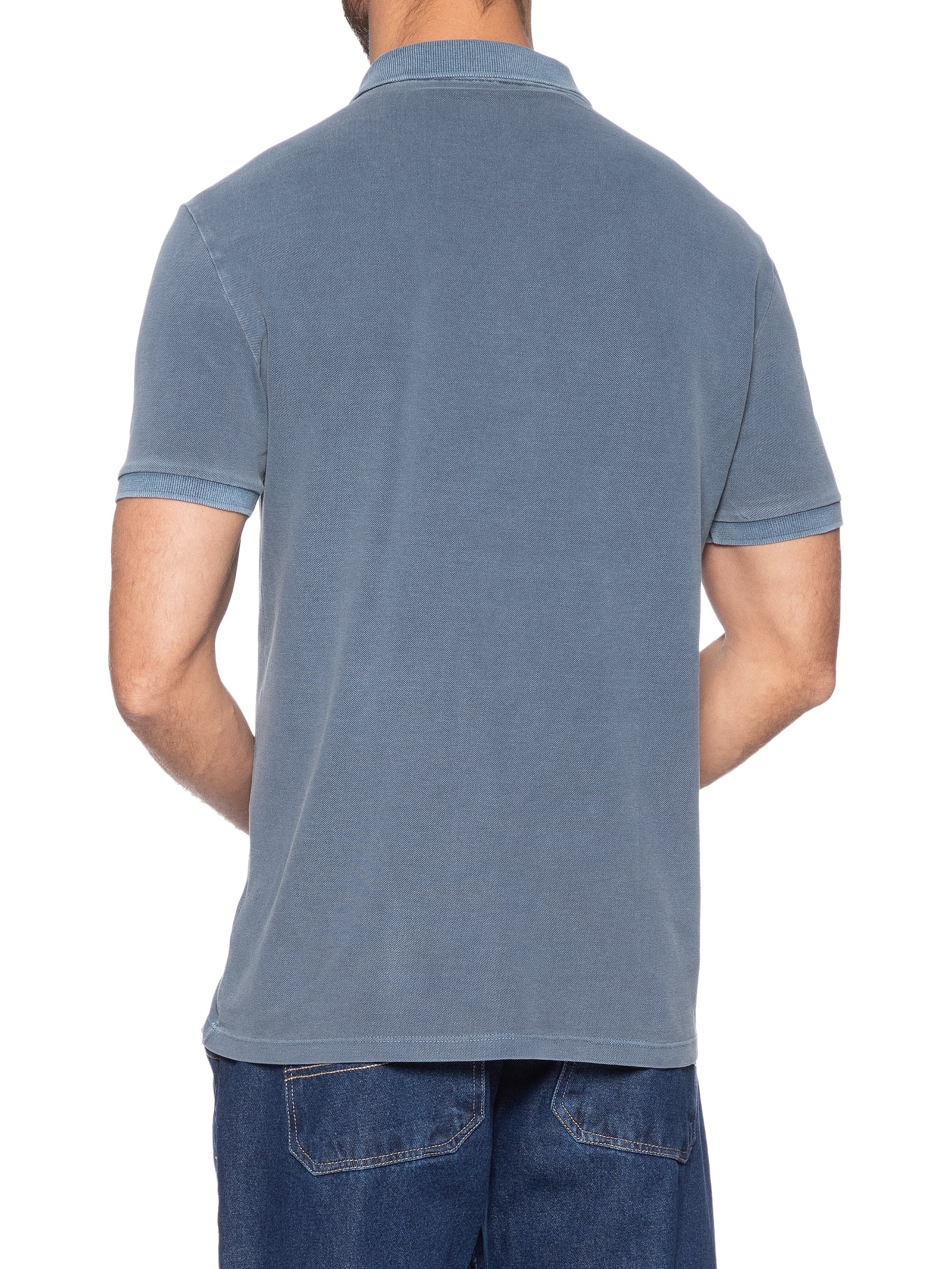 Polo Masculina Logo Monograma Pigmento Azul Calvin Klein Jeans