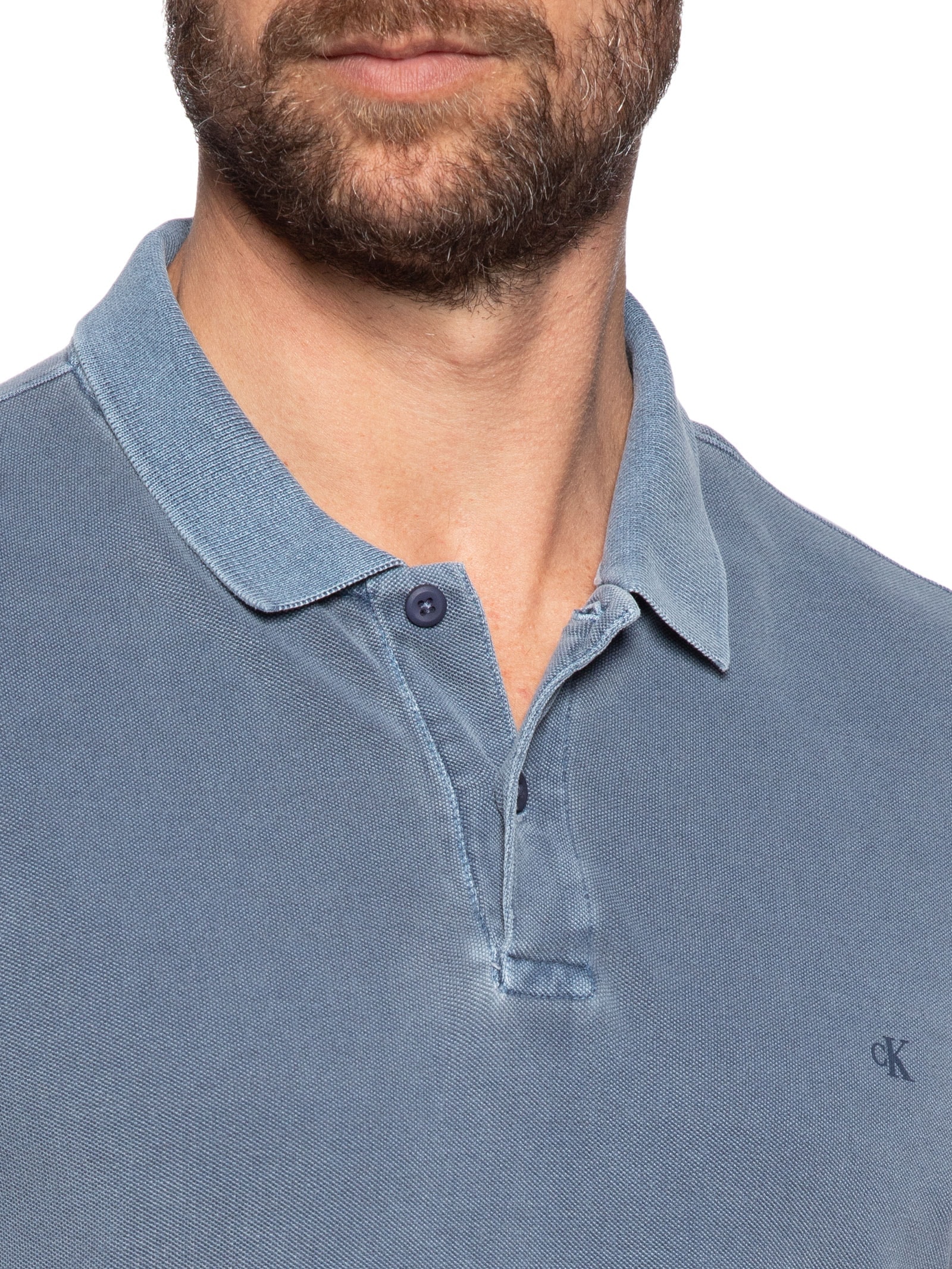 Polo Masculina Logo Monograma Pigmento Azul Calvin Klein Jeans
