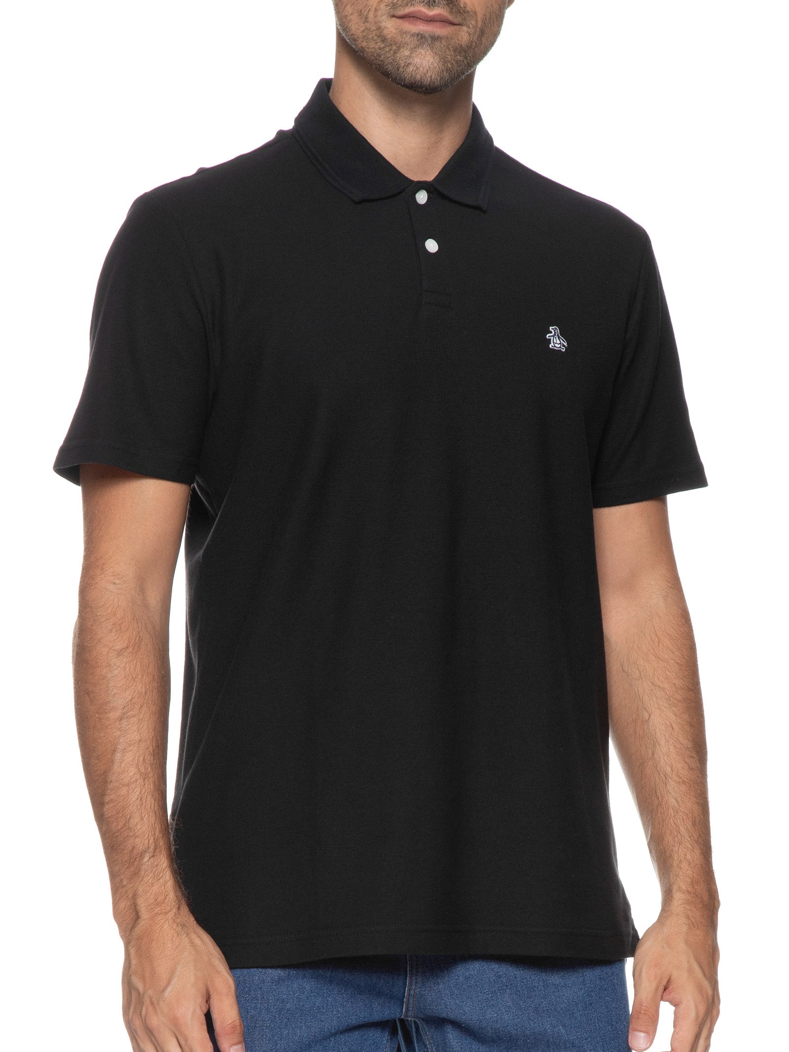 Polo Masculina Logo Preto Original Penguin