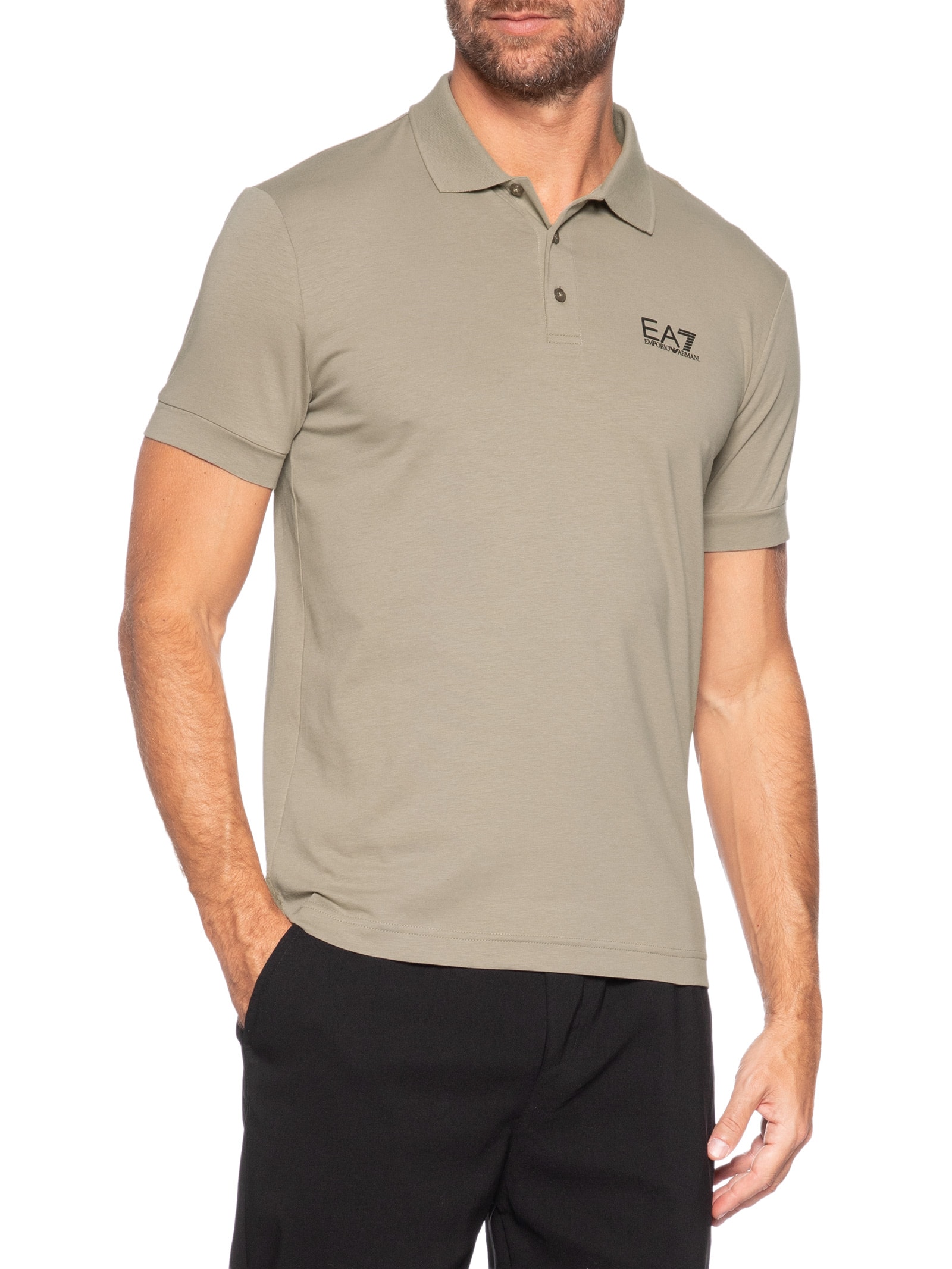 Pólo Masculina Logo Train Core Bege Ea7 Emporio Armani