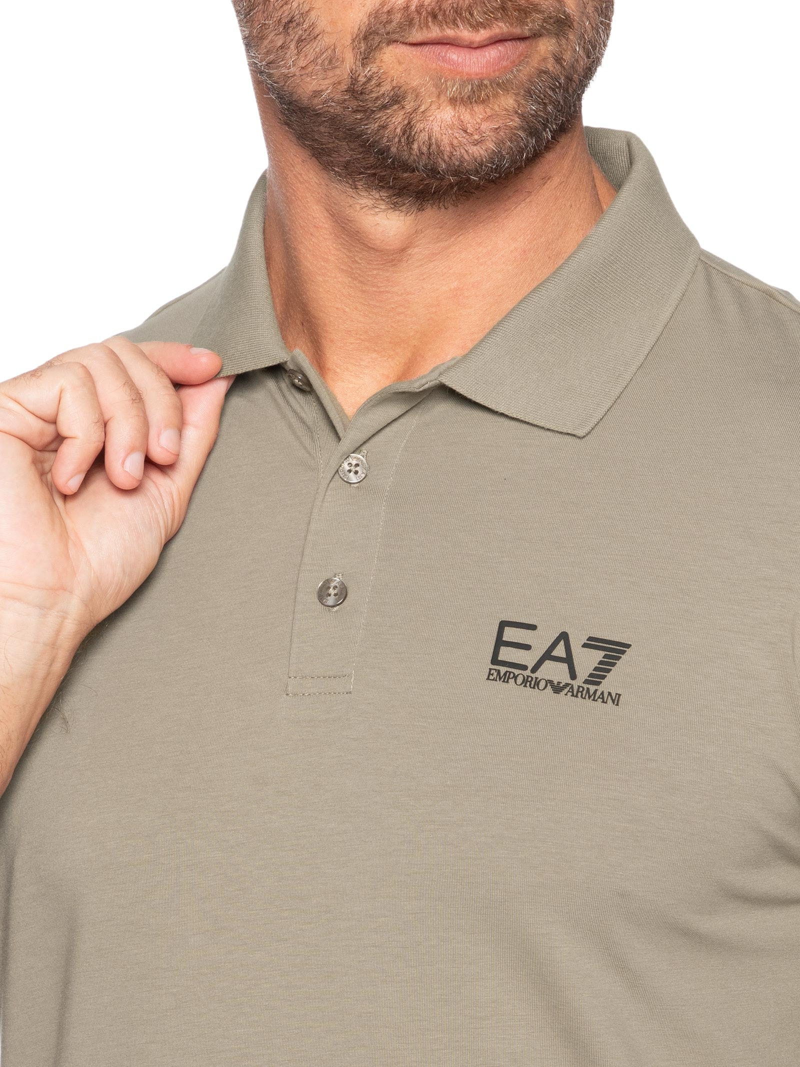 Pólo Masculina Logo Train Core Bege Ea7 Emporio Armani