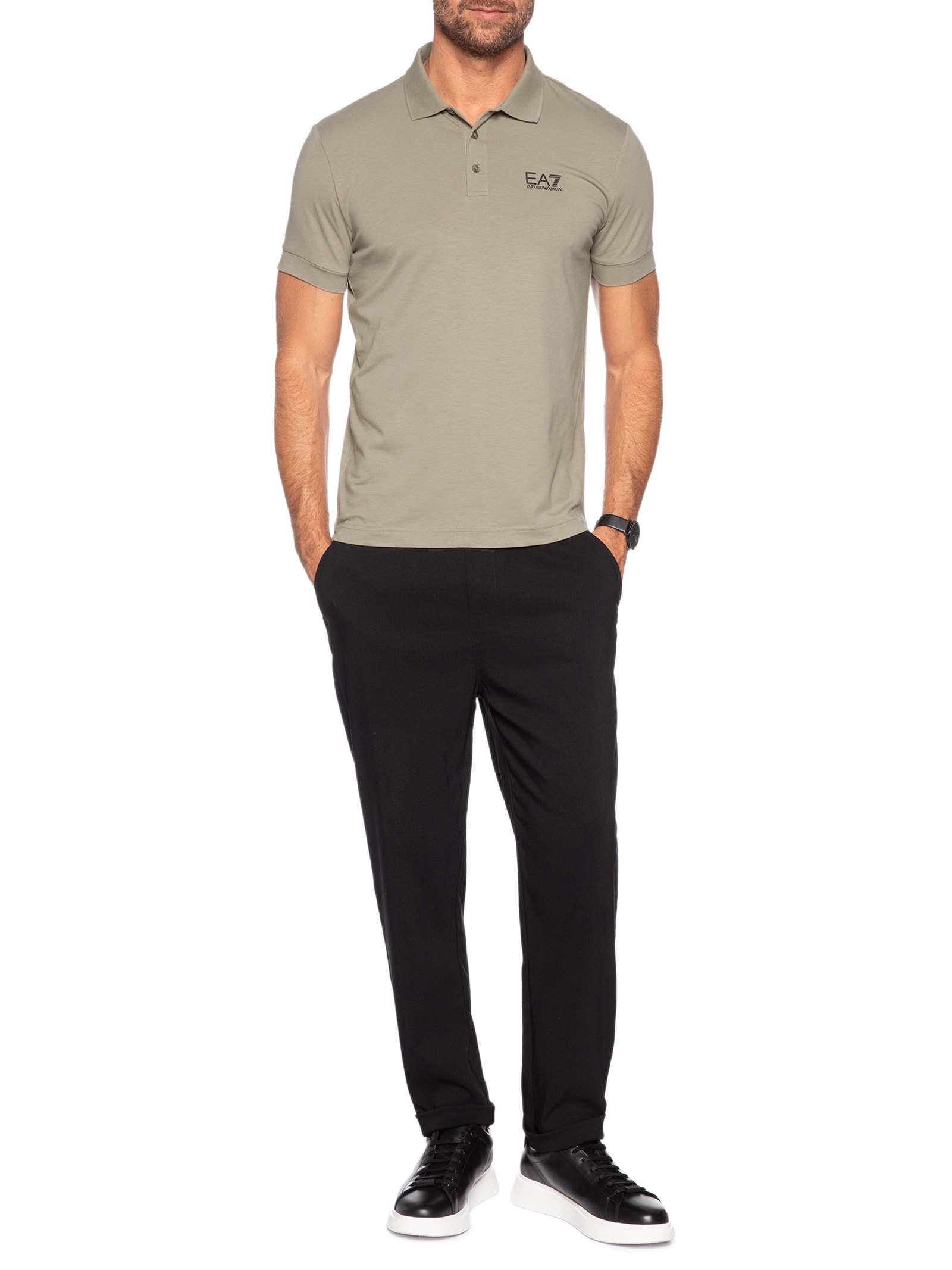 Pólo Masculina Logo Train Core – Bege Ea7 Emporio Armani