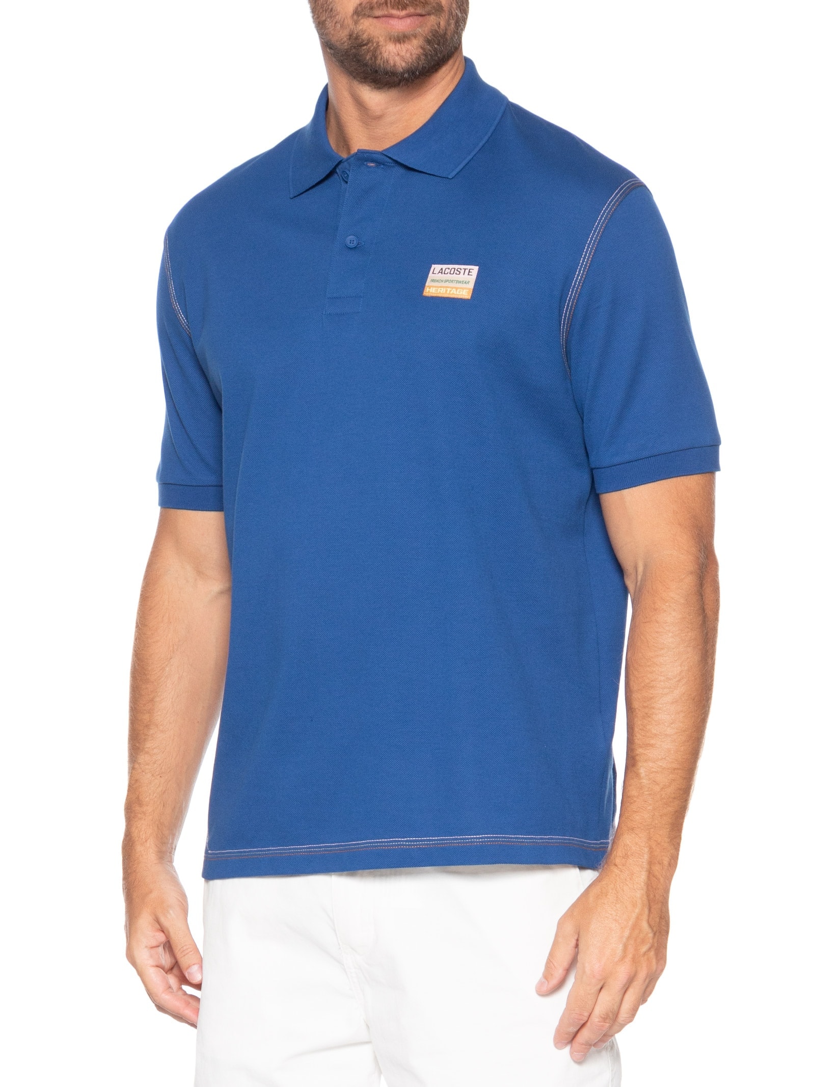 Polo Masculina Loose Fit 1933 Petit Piquet Azul Lacoste