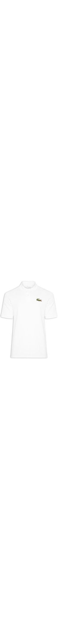 Polo Masculina Loose Fit Crocodilo Emblemático Em Piquet de Algodão Orgânico - Branco