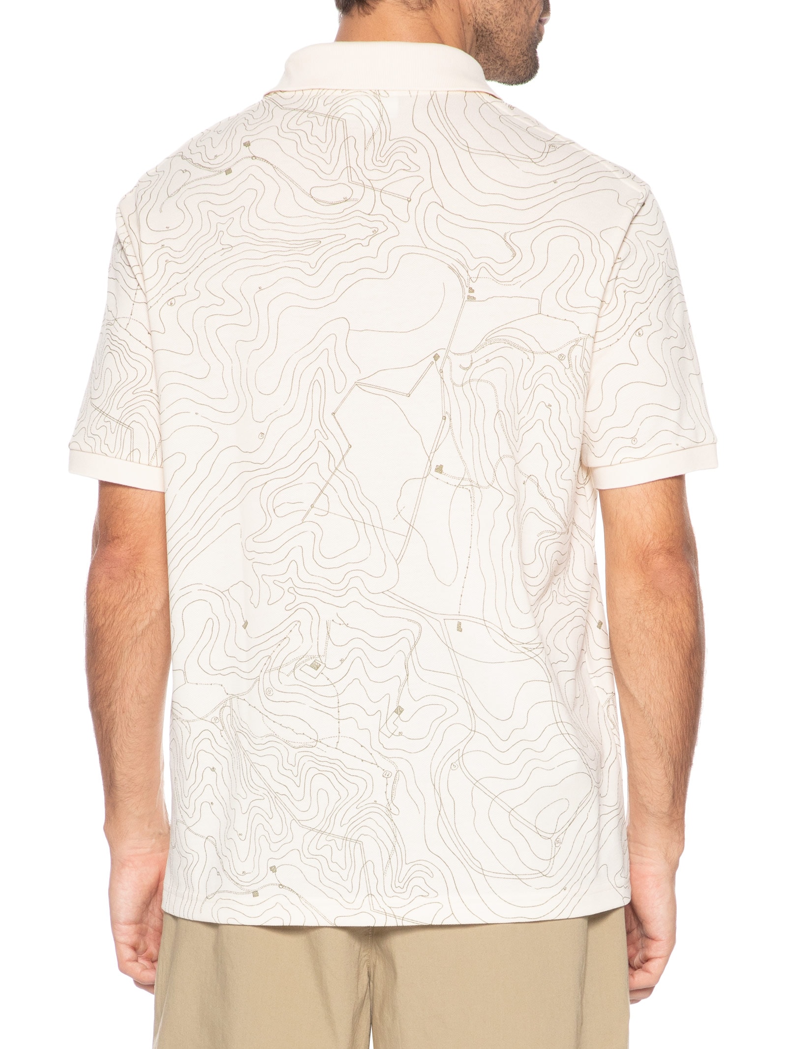 Polo Masculina Loose Fit Landscape Petit Piquet Bege Lacoste