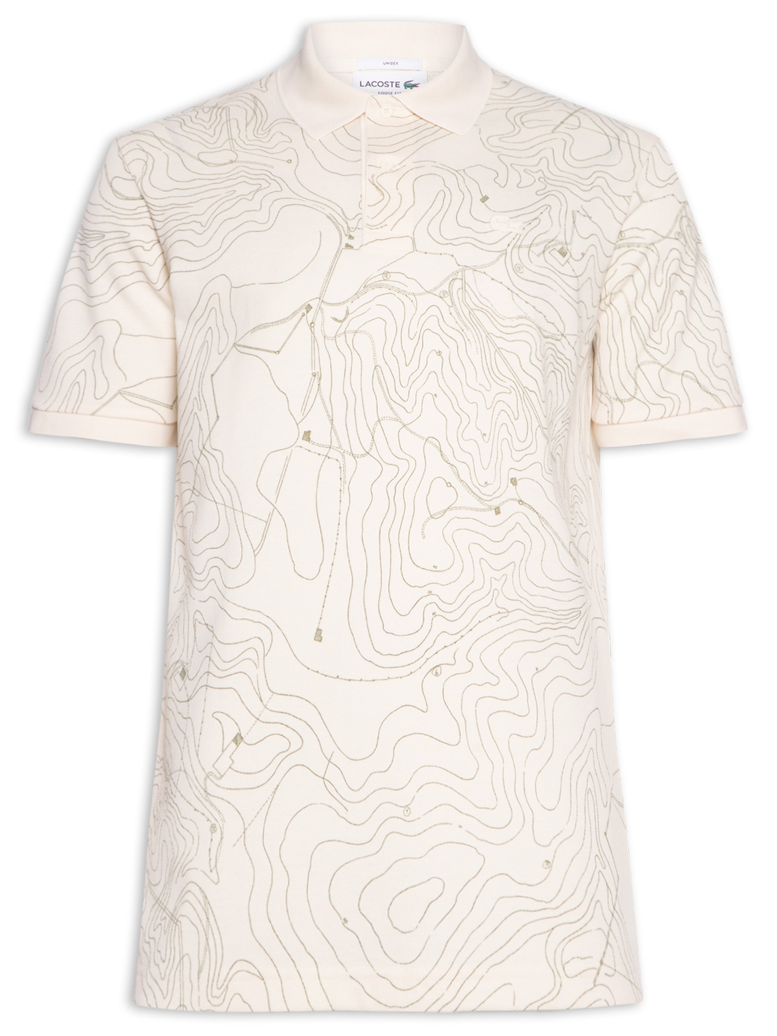 Polo Masculina Loose Fit Landscape Petit Piquet Bege Lacoste