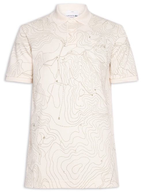 Polo Masculina Loose Fit Landscape Petit Piquet – Bege
