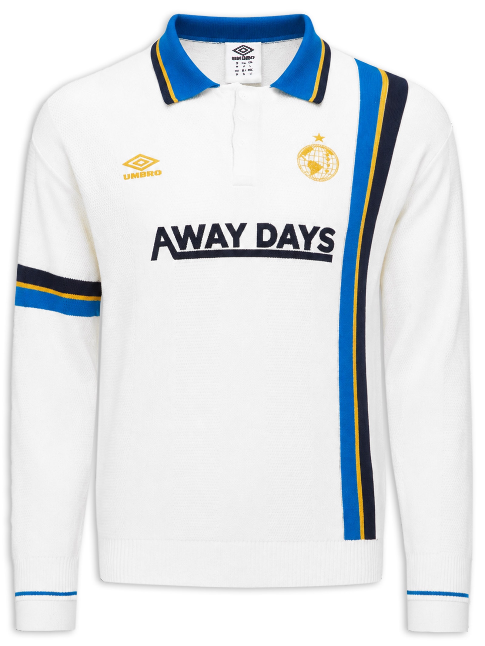 Polo Masculina LS Knitted Football Branco Umbro