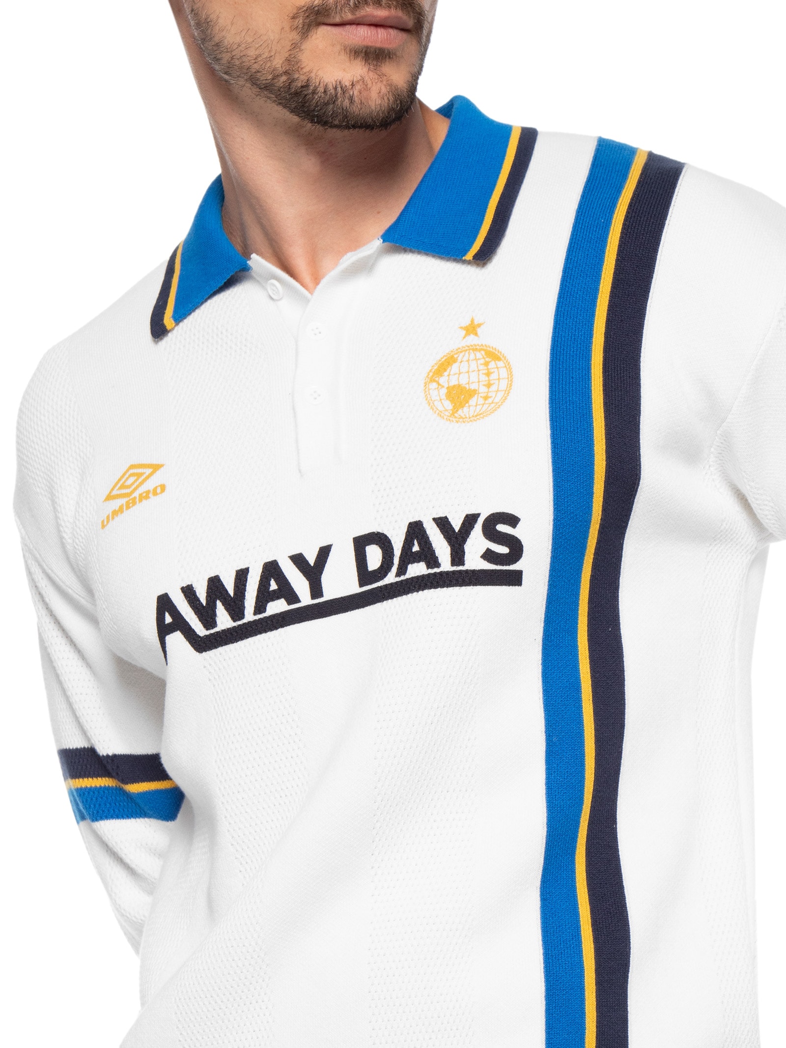 Polo Masculina LS Knitted Football Branco Umbro