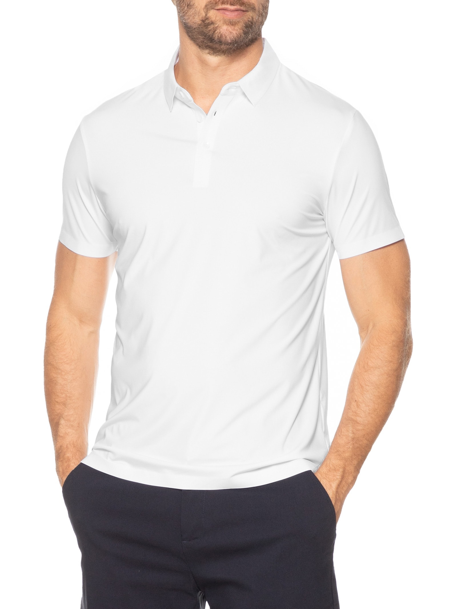 Polo Masculina Malha Casual Branco  '2 Essential