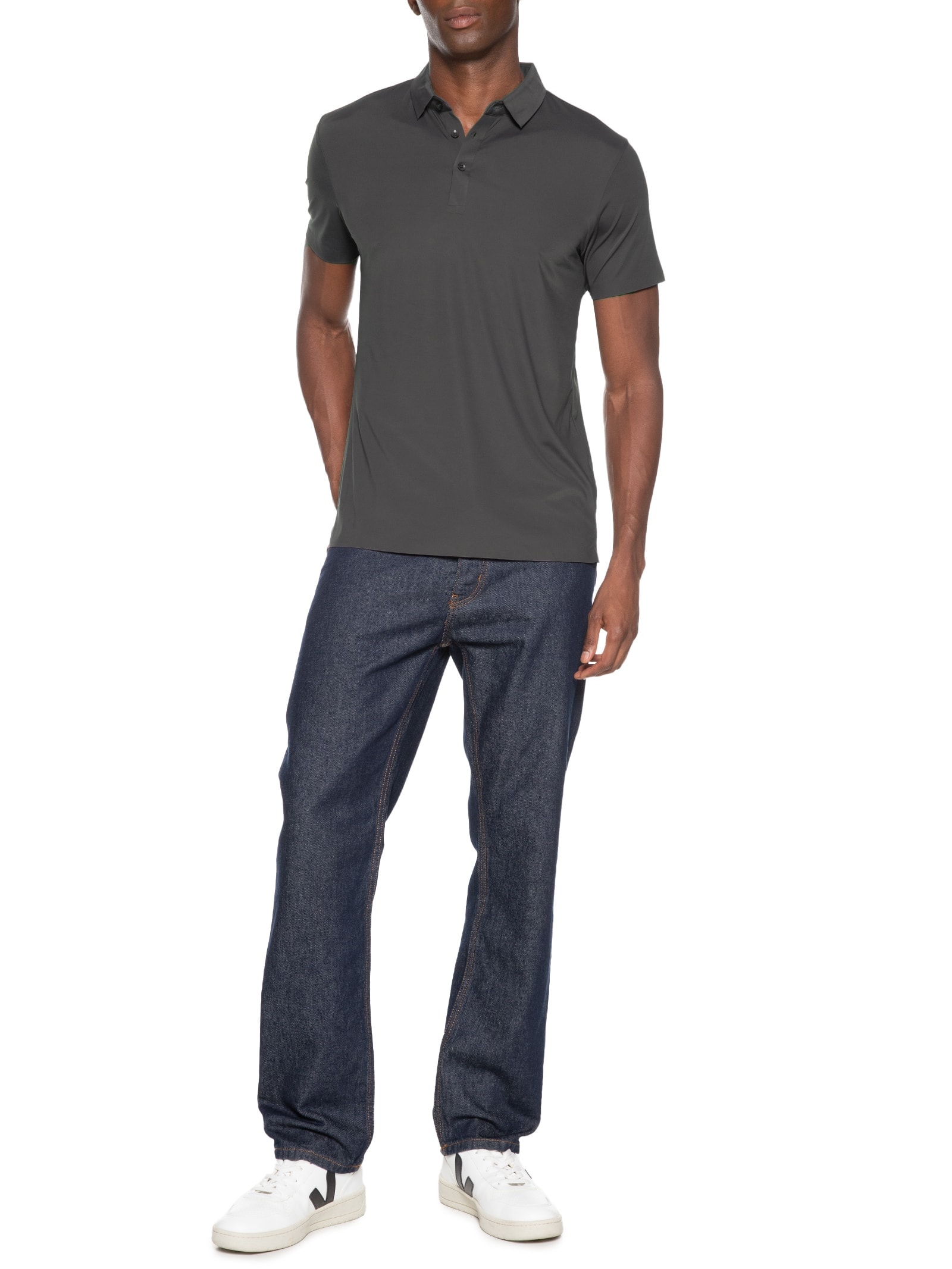 Polo Masculina Malha Casual Cinza '2 Essential