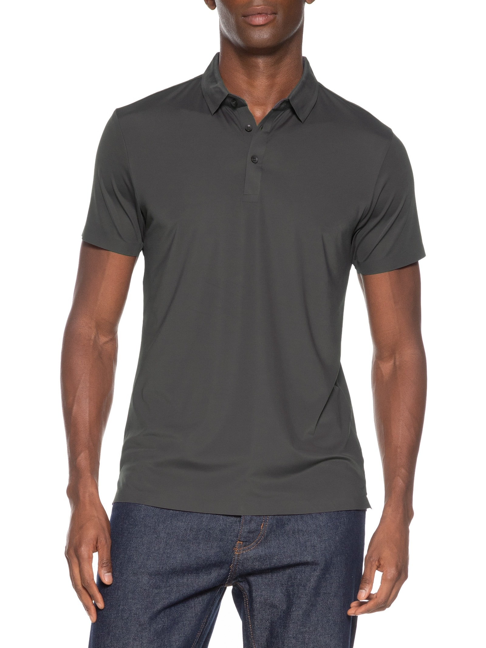 Polo Masculina Malha Casual Cinza '2 Essential
