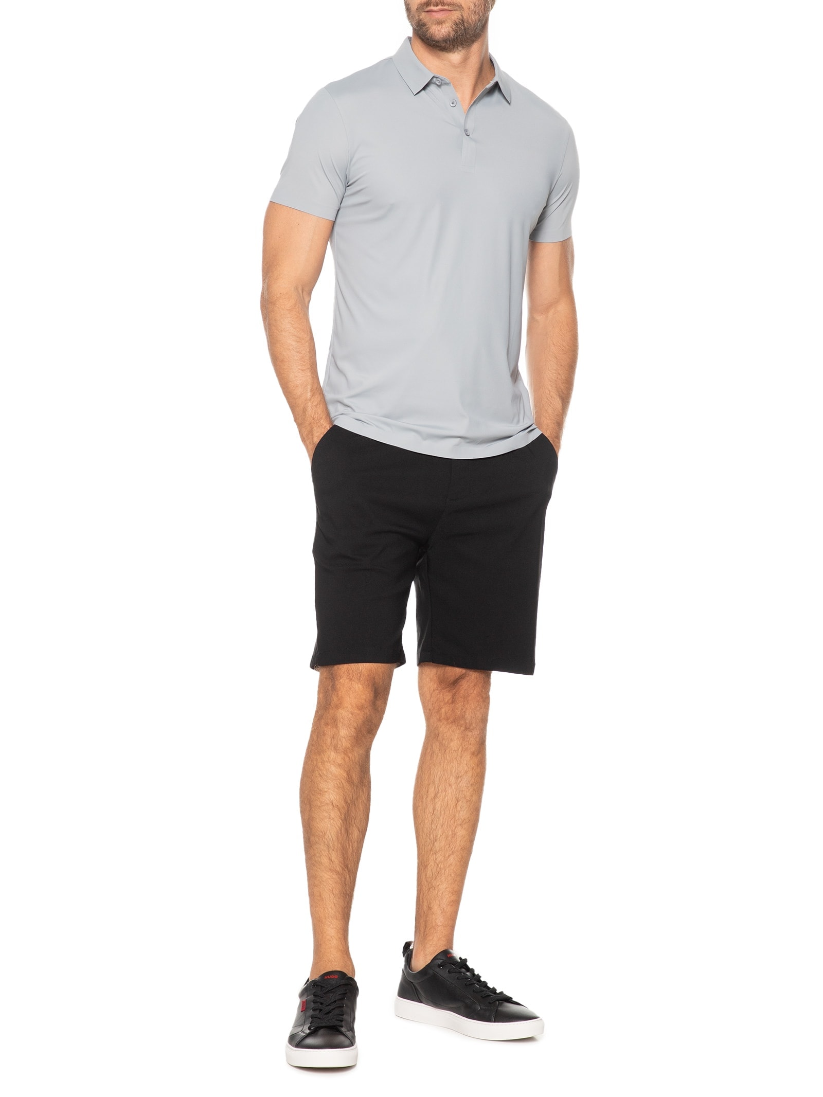 Polo Masculina Malha Casual Cinza '2 Essential