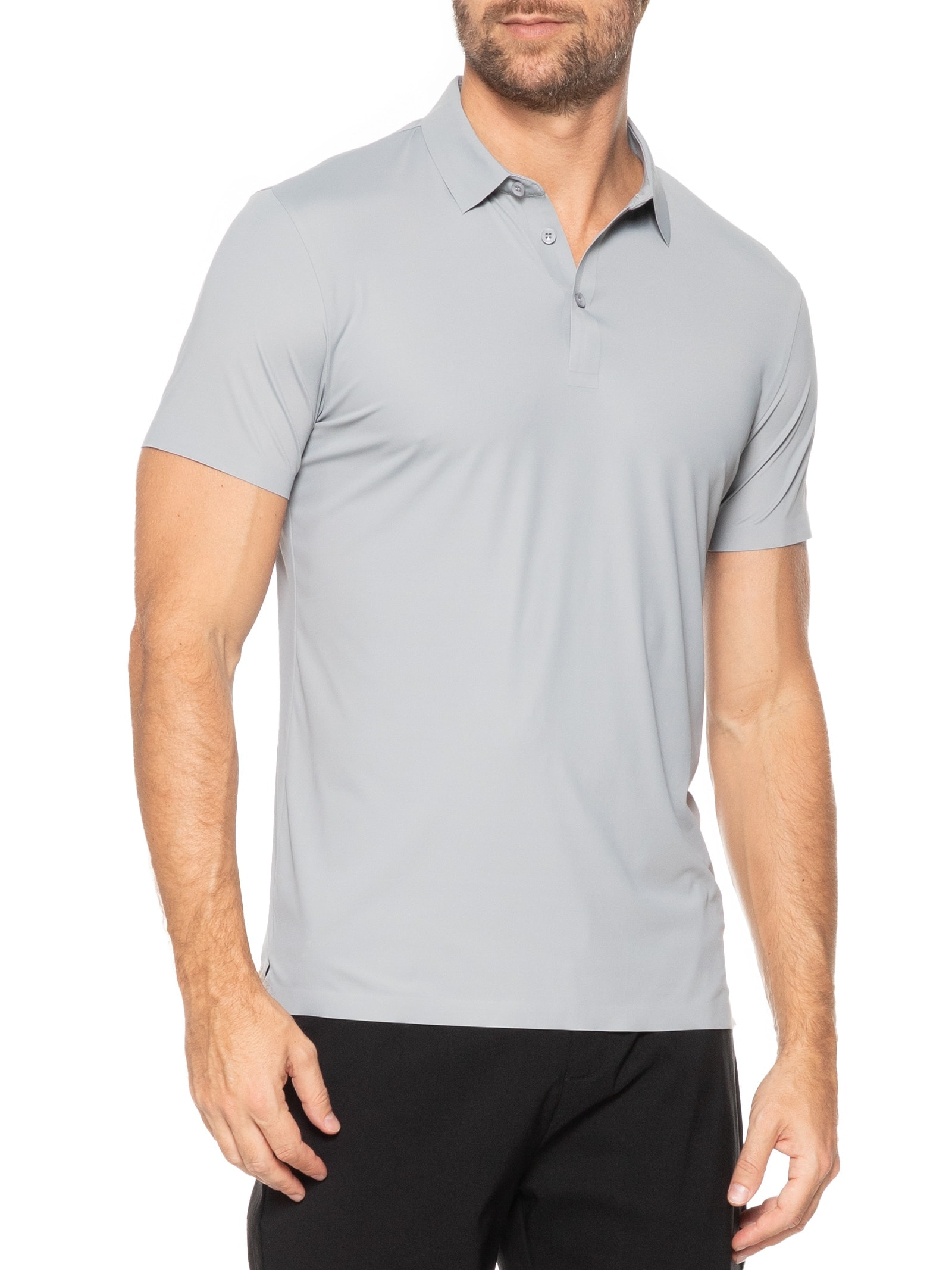 Polo Masculina Malha Casual Cinza '2 Essential