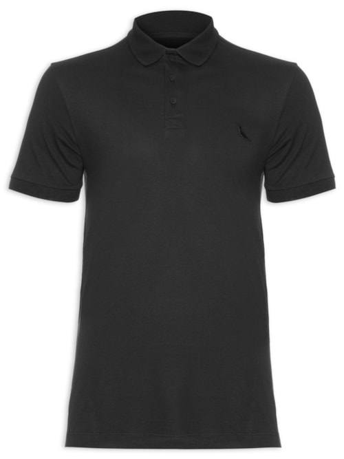 Polo Masculina Malha Pica-Pau Mono Enxuto - Preto