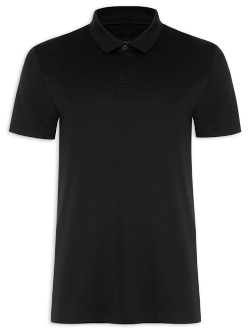 Polo Masculina Malha Pima – Preto