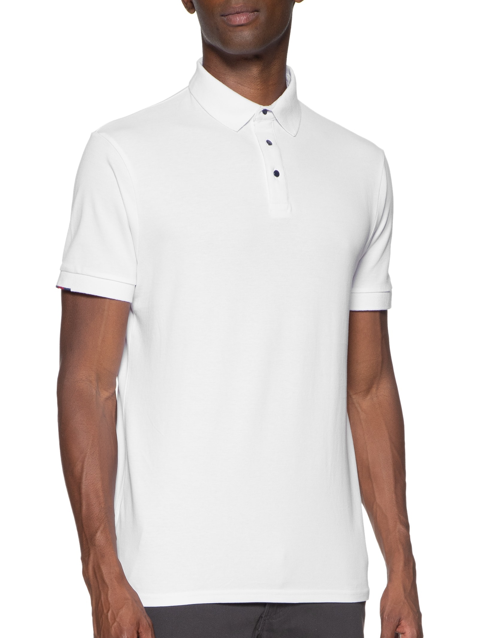 Polo Masculina Malha Piquet Básica Branco '2 Essential