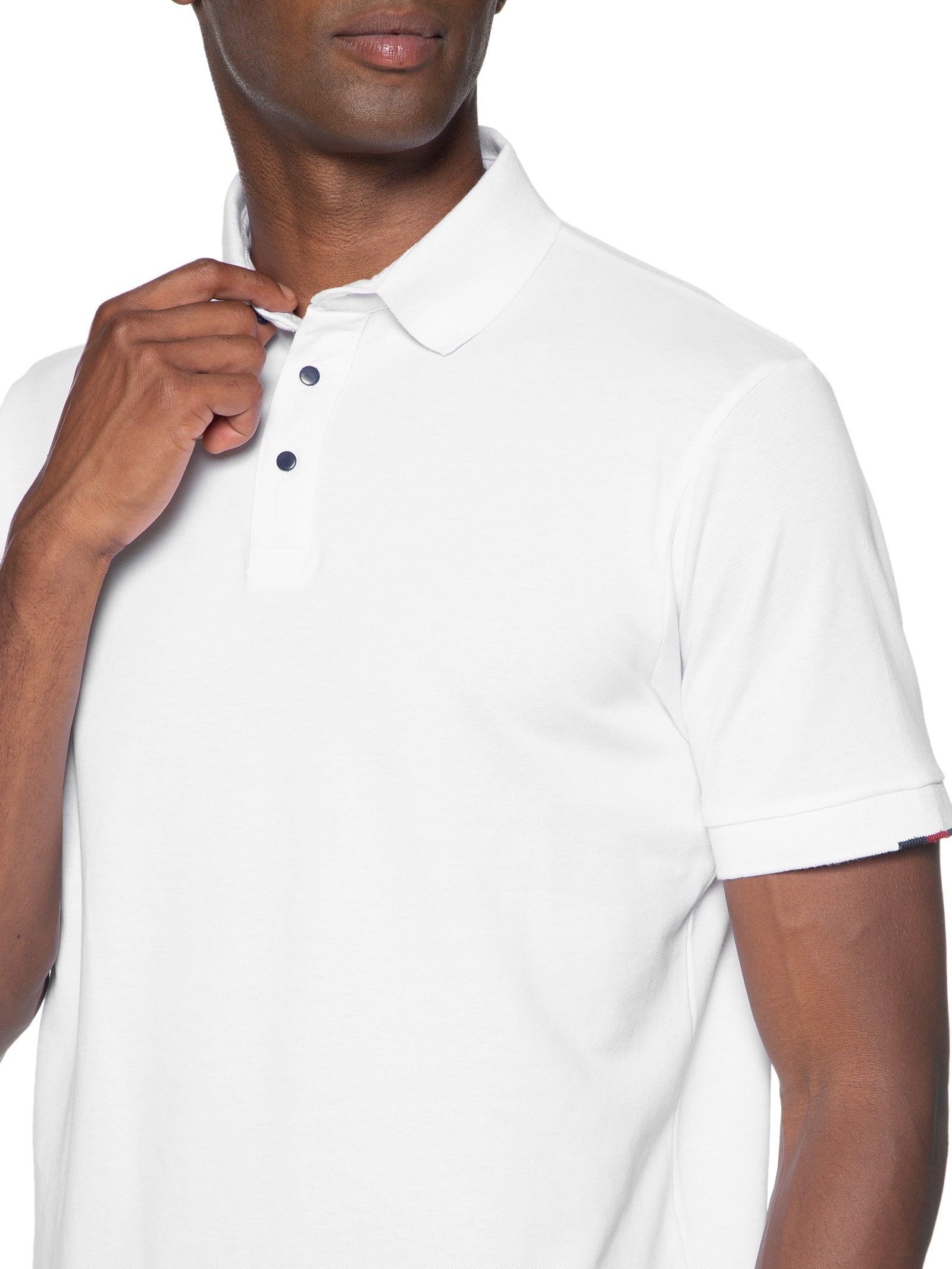Polo Masculina Malha Piquet Básica Branco '2 Essential