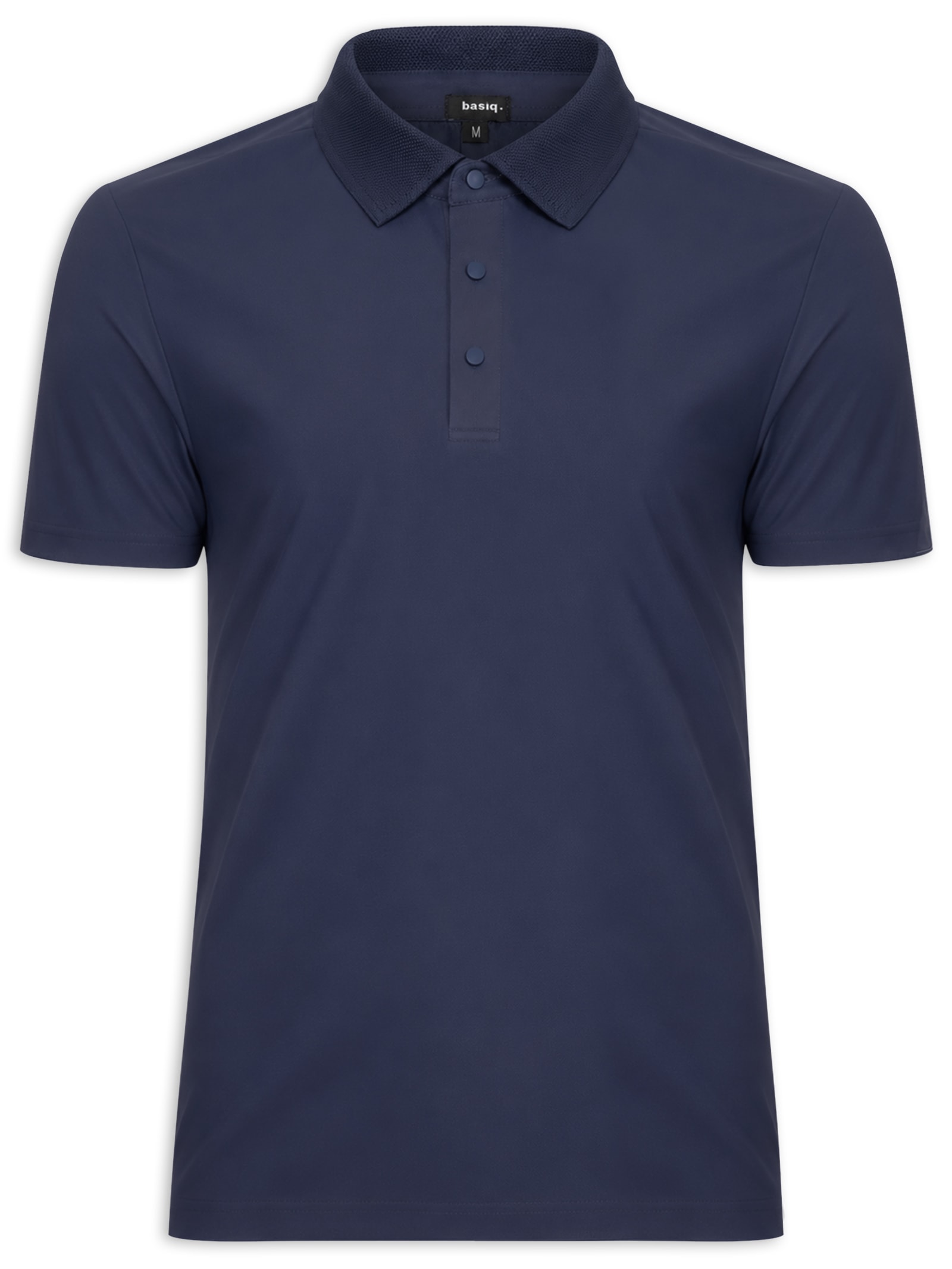 Polo Masculina Malha Sem Costura Azul Basiq Men