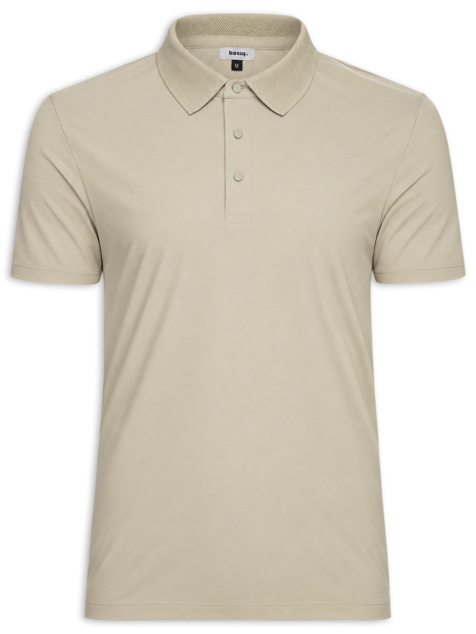 Polo Masculina Malha Sem Costura Bege Basiq Men