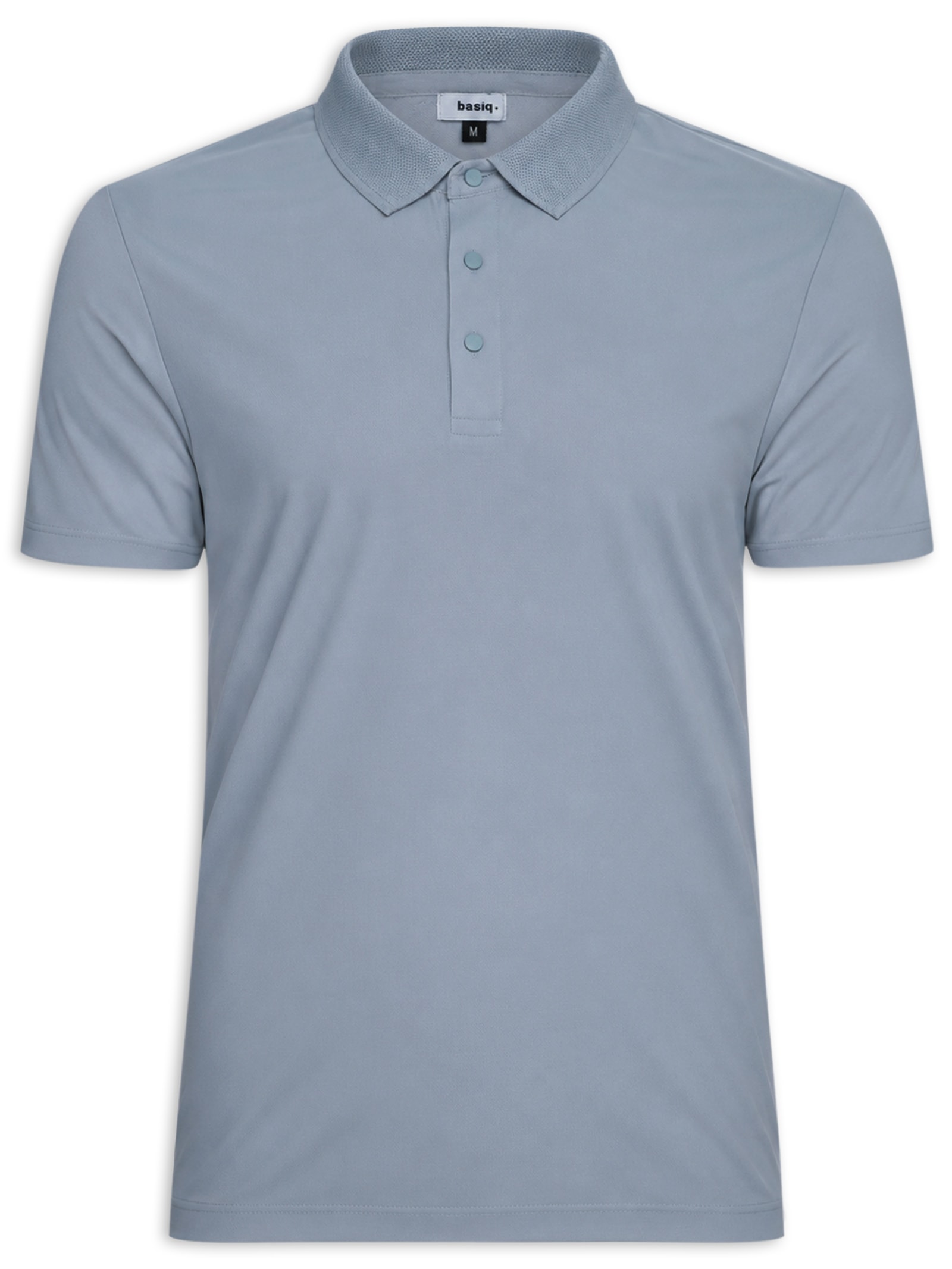 Polo Masculina Malha Sem Costura Cinza Basiq Men
