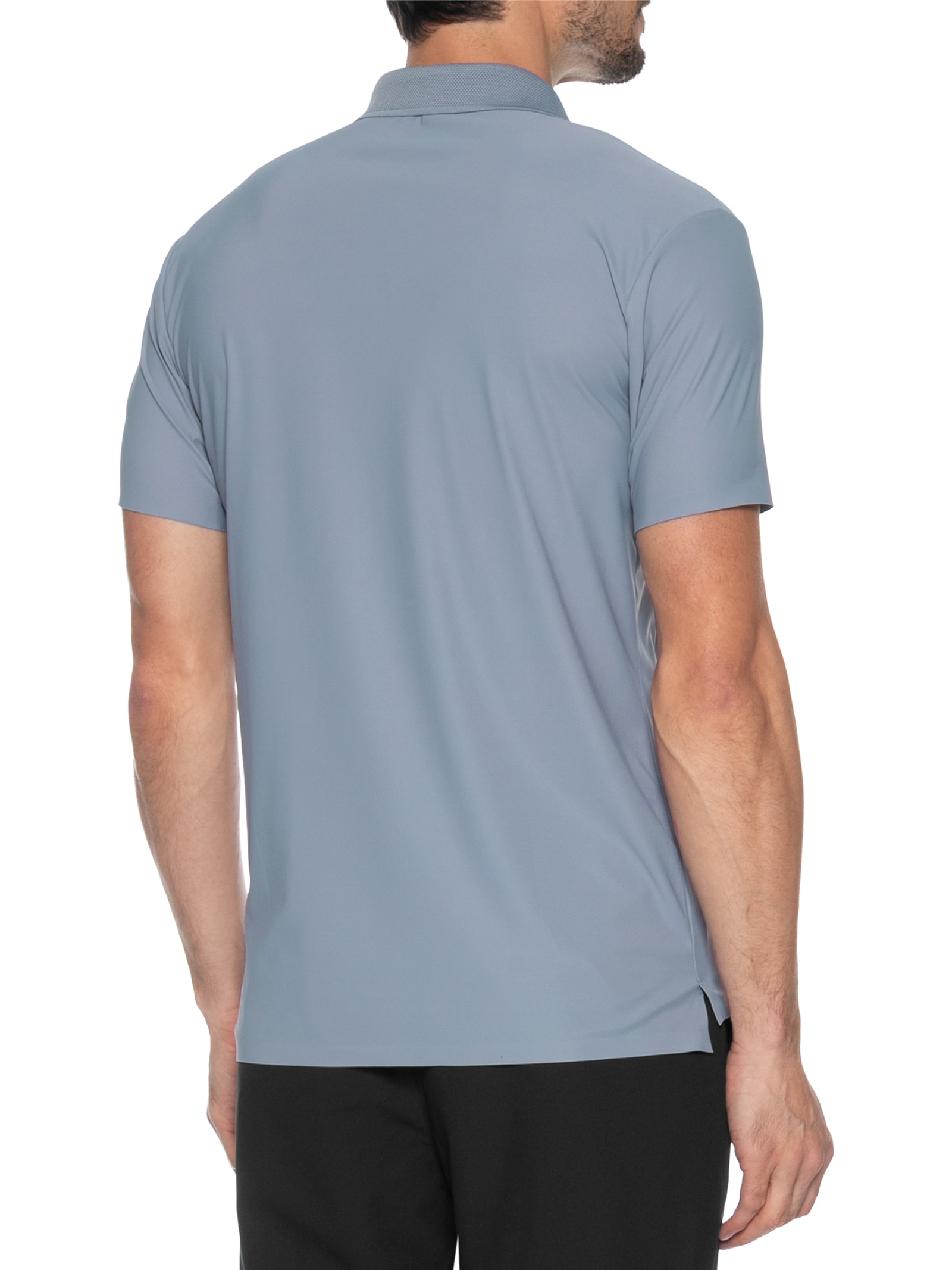 Polo Masculina Malha Sem Costura Cinza Basiq Men