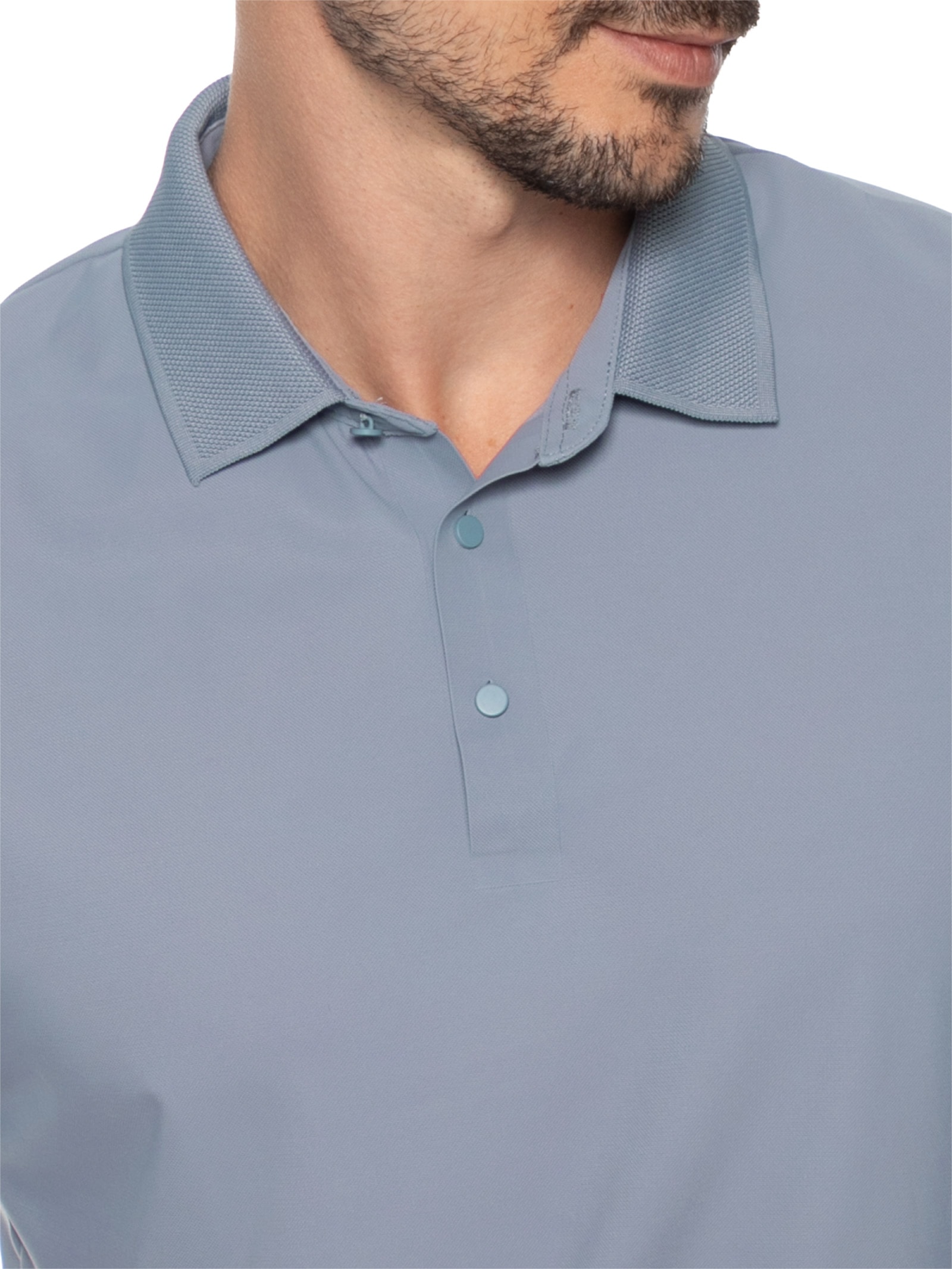 Polo Masculina Malha Sem Costura Cinza Basiq Men