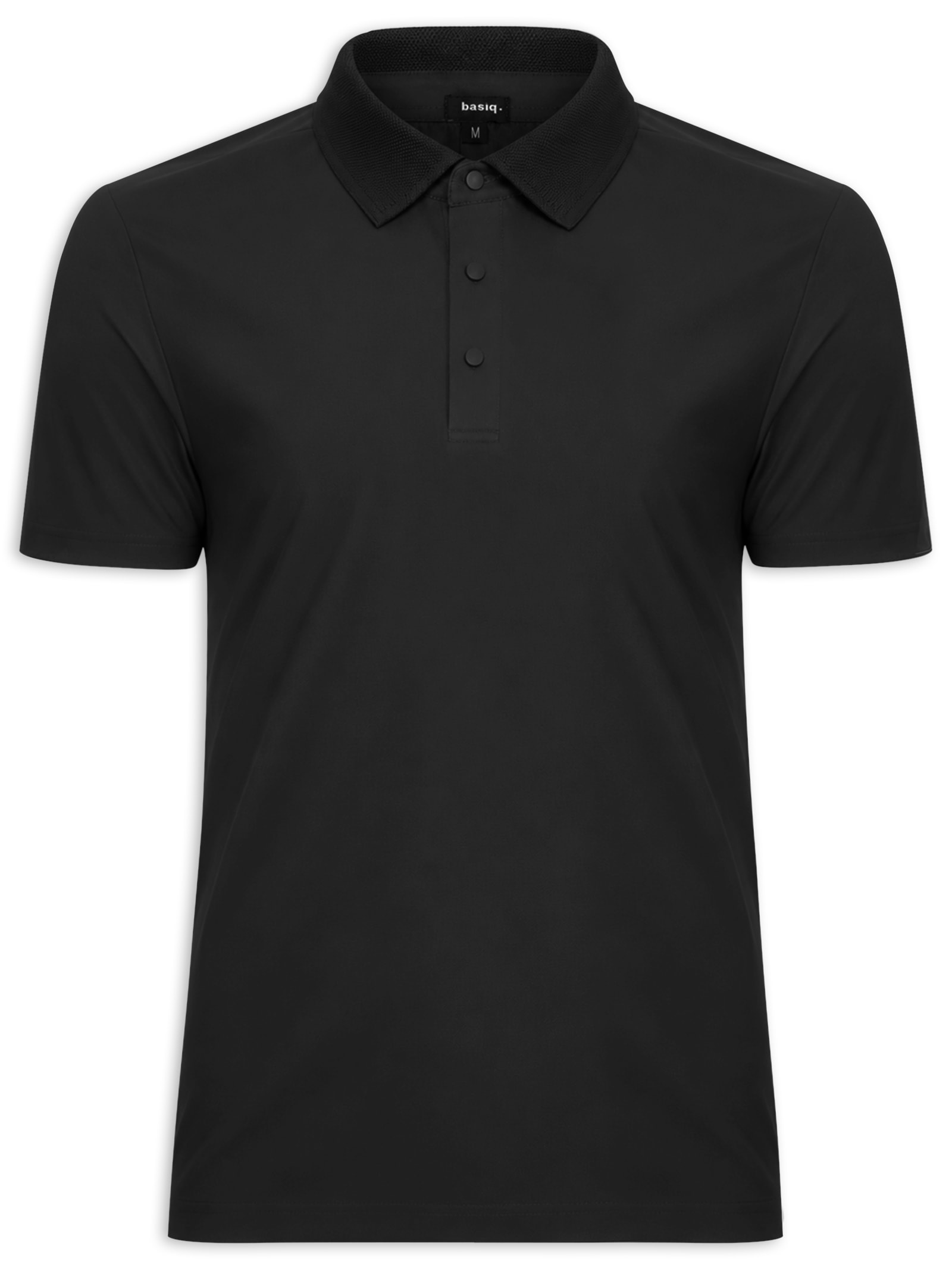 Polo Masculina Malha Sem Costura Preto Basiq Men